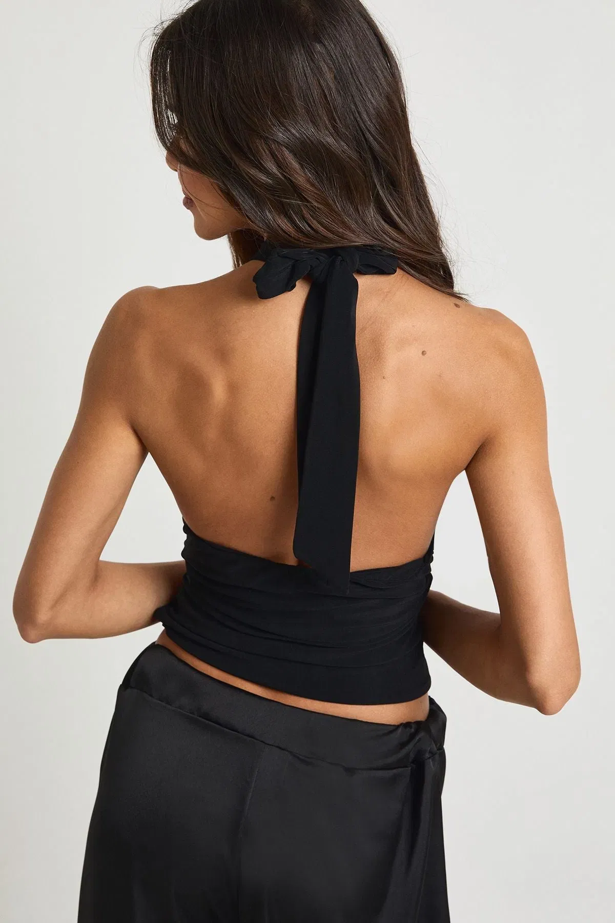 Slinky Silver Trim Halterneck Top