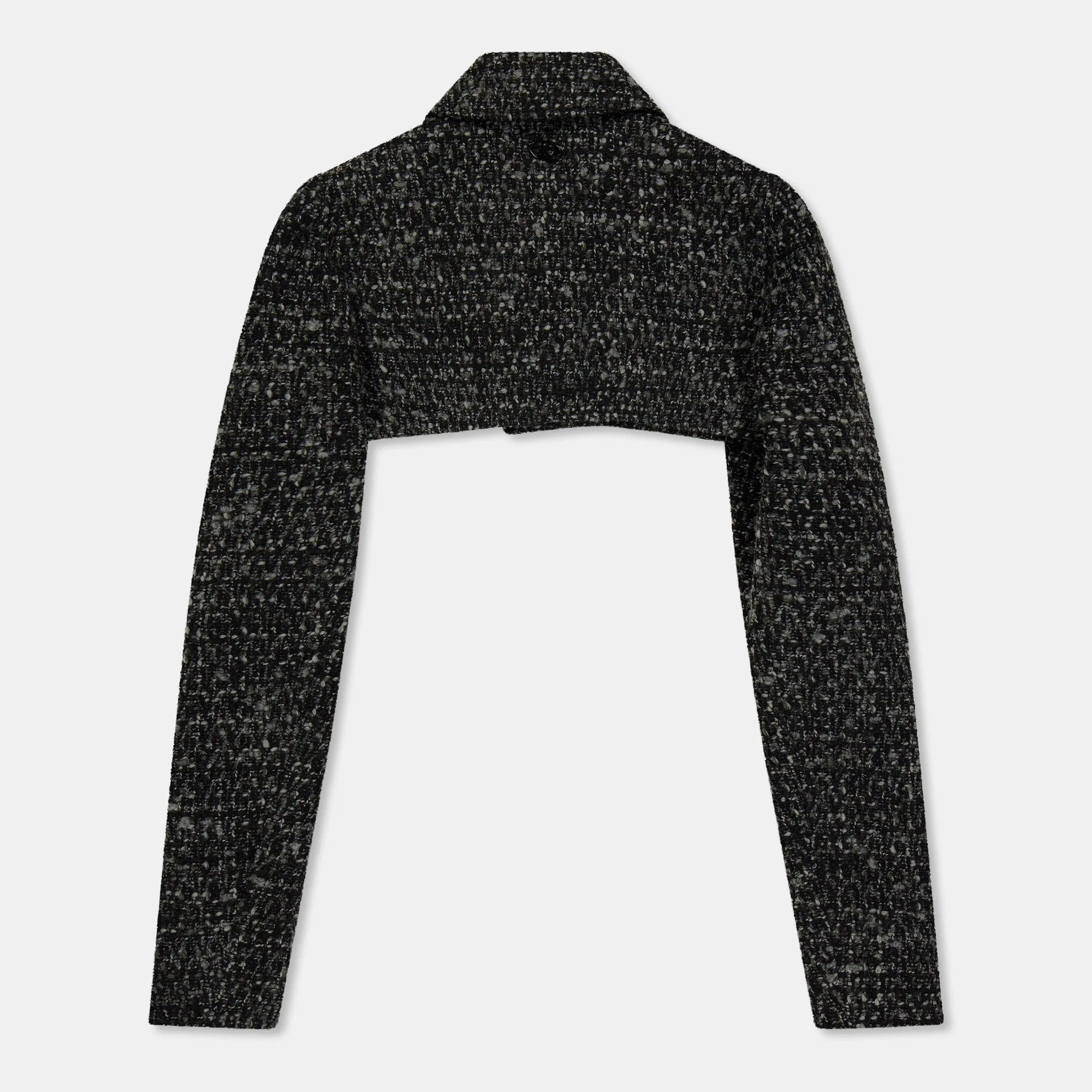 G-Anne Bouclv© Tweed Long Sleeve Ultra-Cropped Blazer