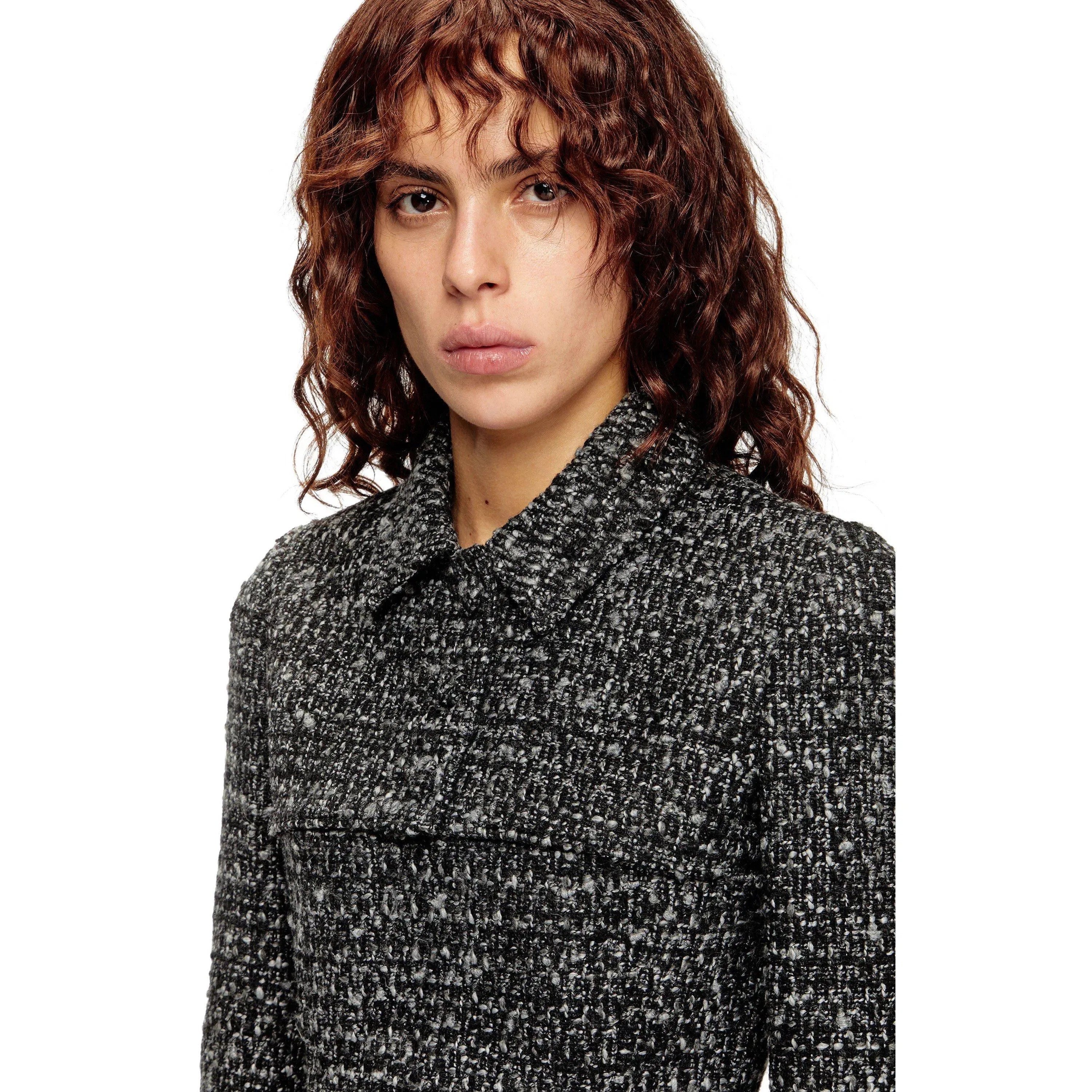 G-Anne Bouclv© Tweed Long Sleeve Ultra-Cropped Blazer