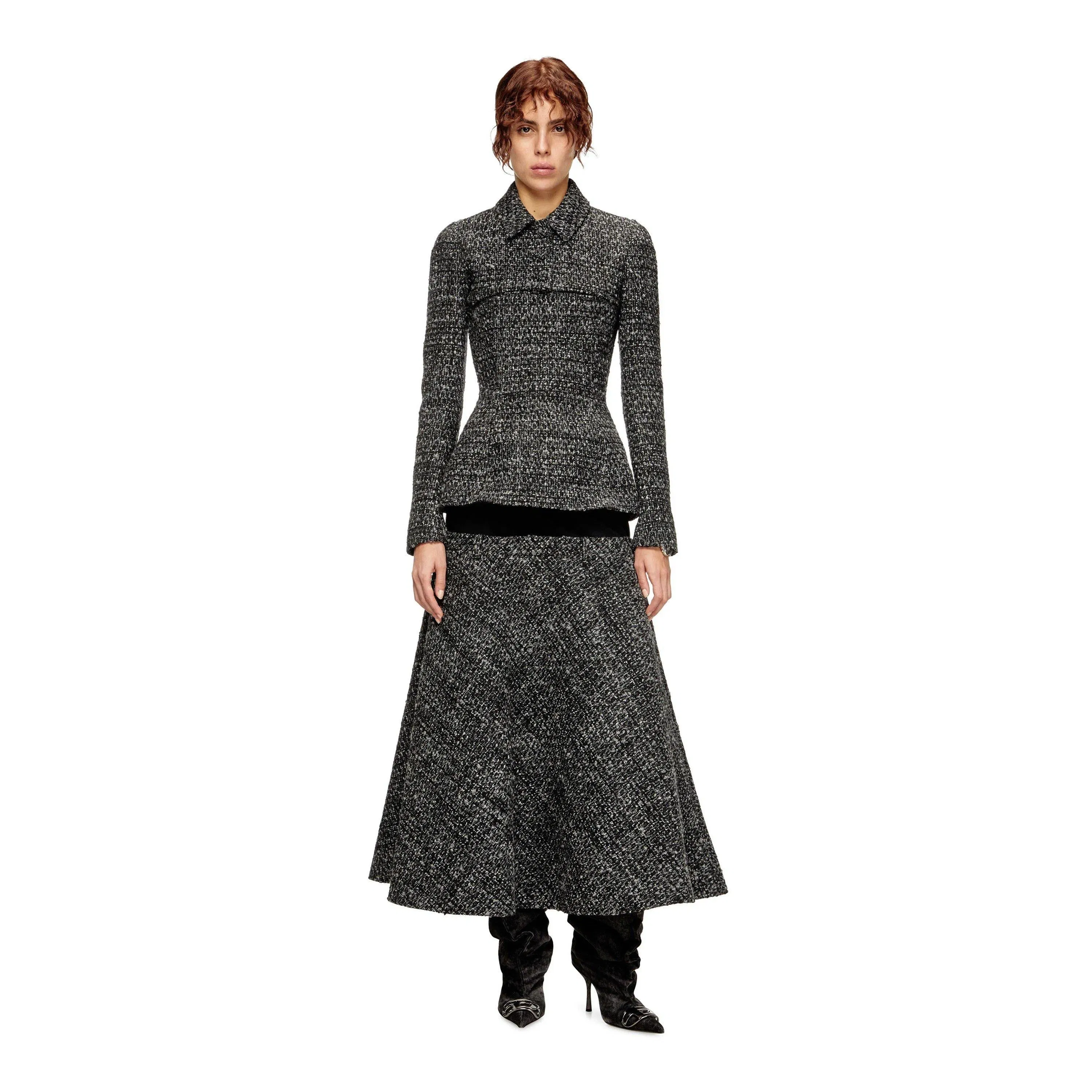 G-Anne Bouclv© Tweed Long Sleeve Ultra-Cropped Blazer
