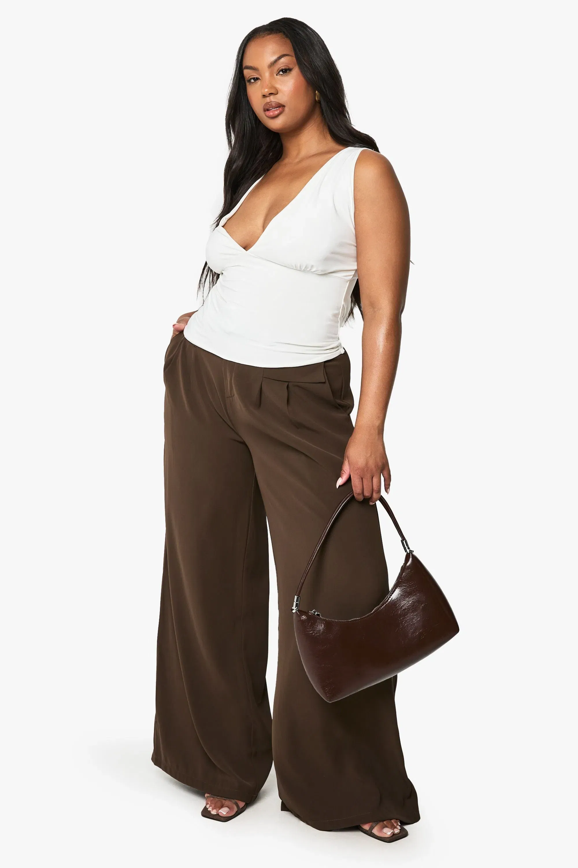 Plus Double Layer Slinky Plunge Top