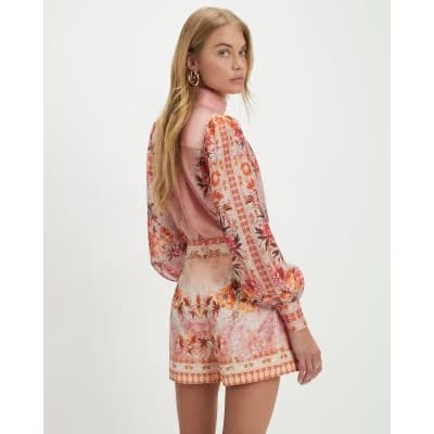 Pink Floral Belted Shorts