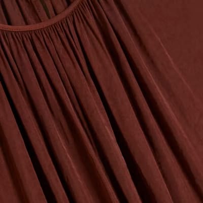 Brown Sleeveless Bubble Hem Top