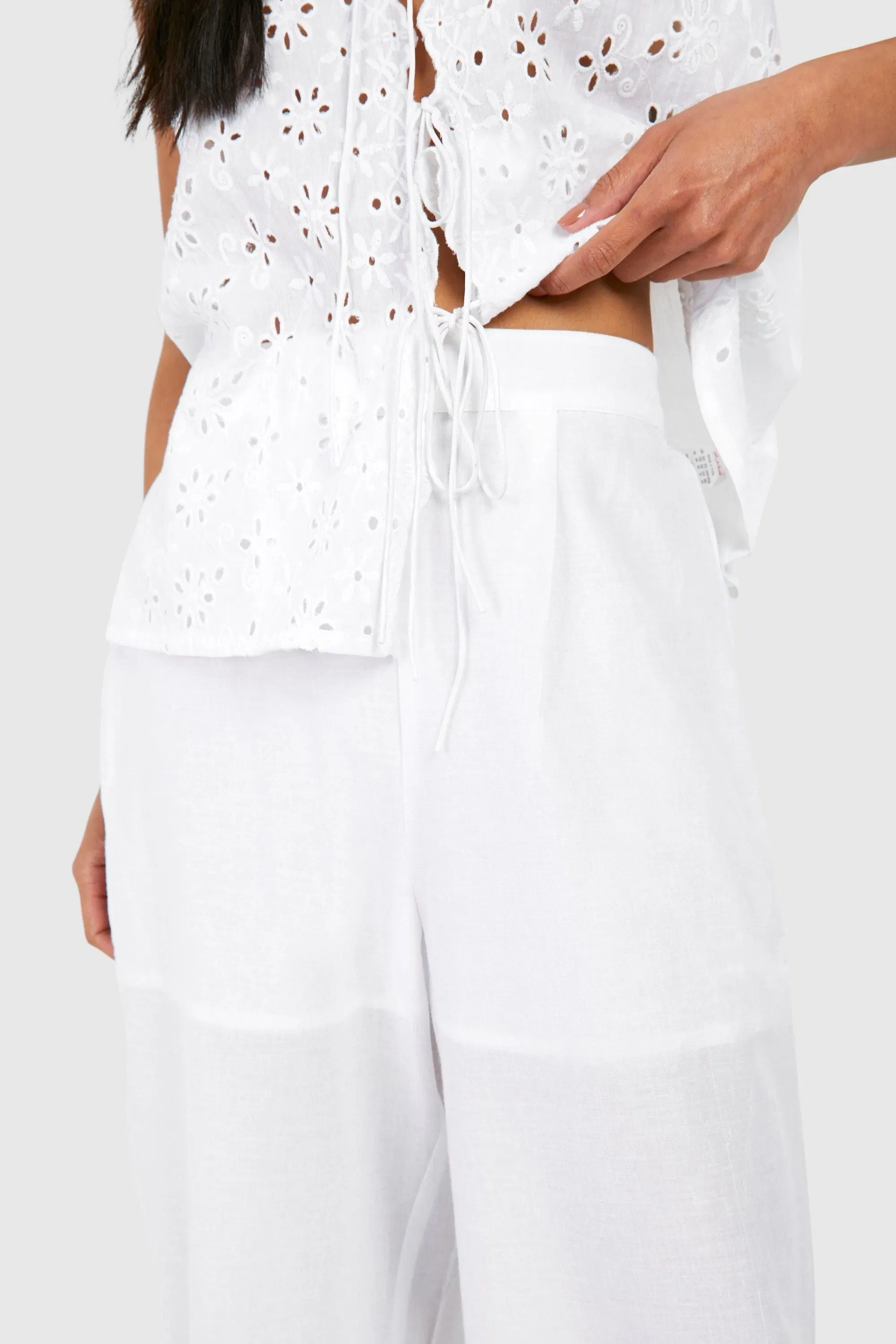 Broderie Straight Leg Trousers