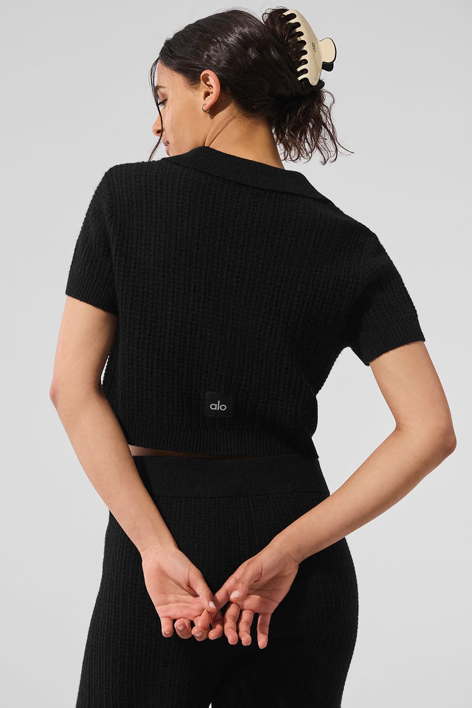 Cashmere Plush Waffle Polo T-Shirt