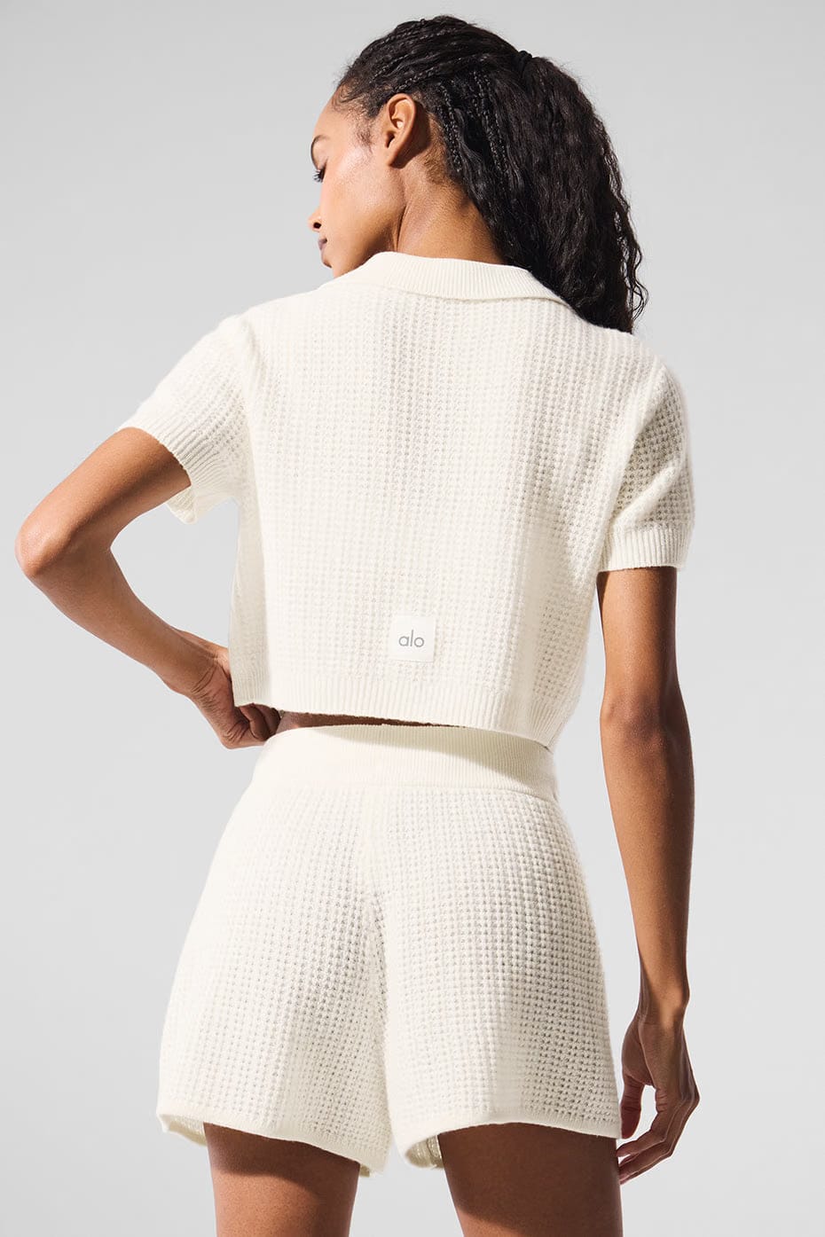 Cashmere Plush Waffle Polo T-Shirt