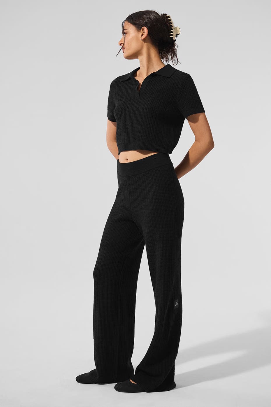 Cashmere Plush Waffle Polo T-Shirt