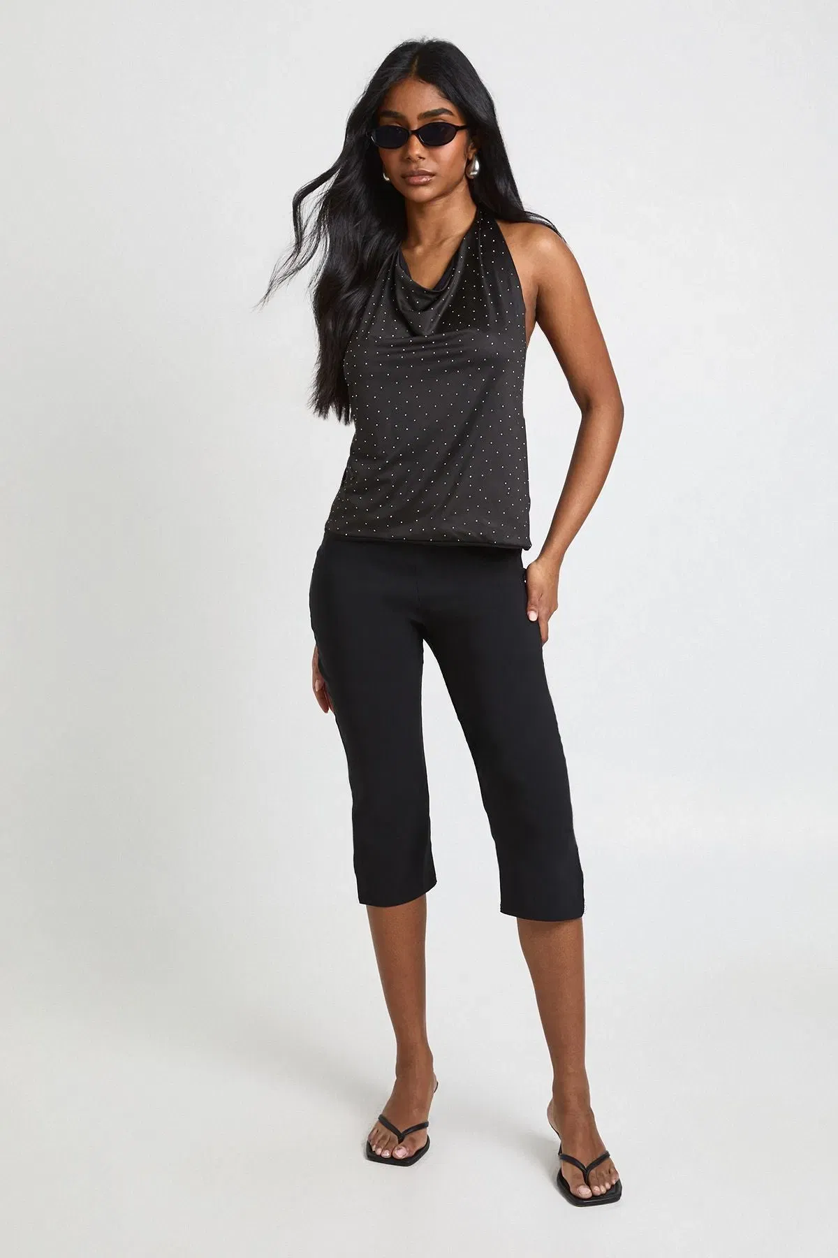 Hotfix Slinky Halterneck Cowl Top