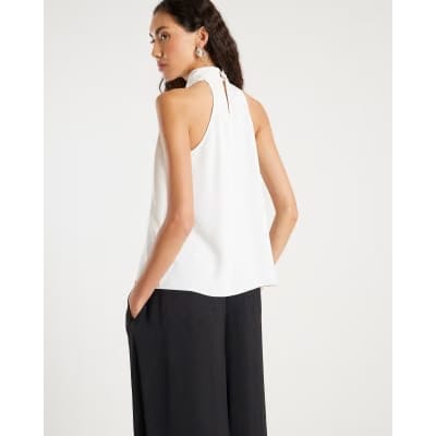 Cream Sleeveless Halter Neck Blouse
