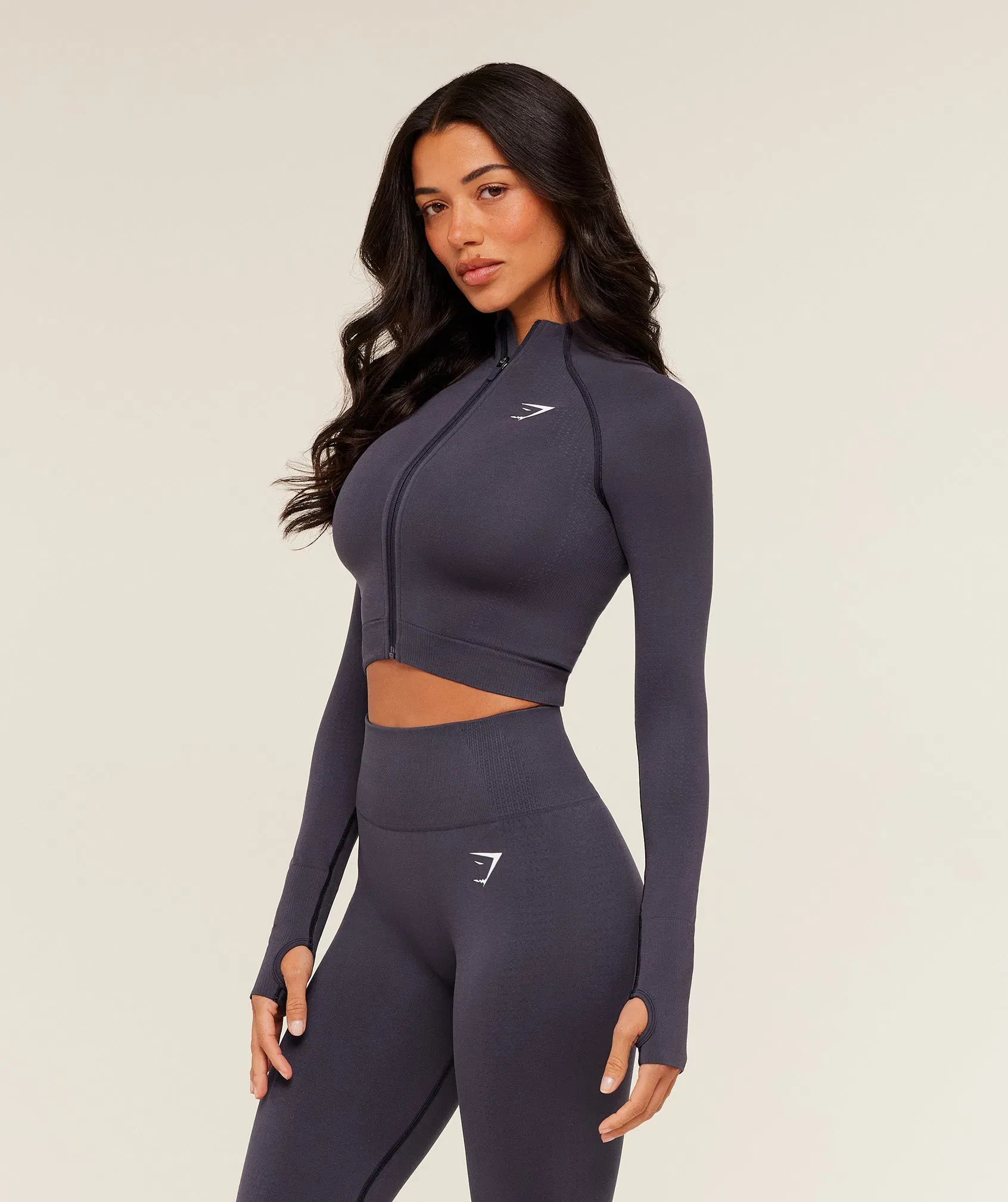 Gymshark Vital Midi Zip Up Jacket - Midnight Purple/Marl