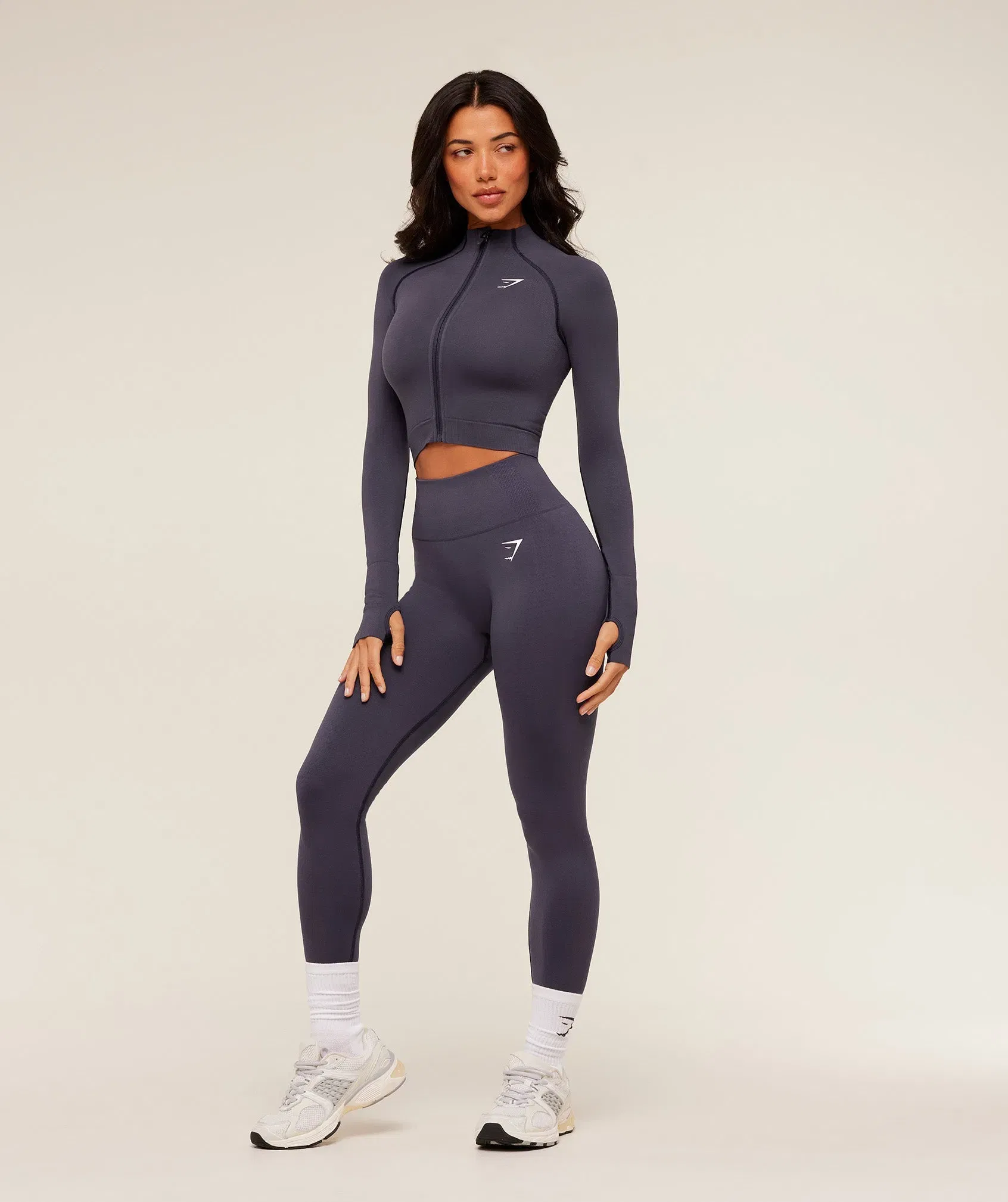 Gymshark Vital Midi Zip Up Jacket - Midnight Purple/Marl