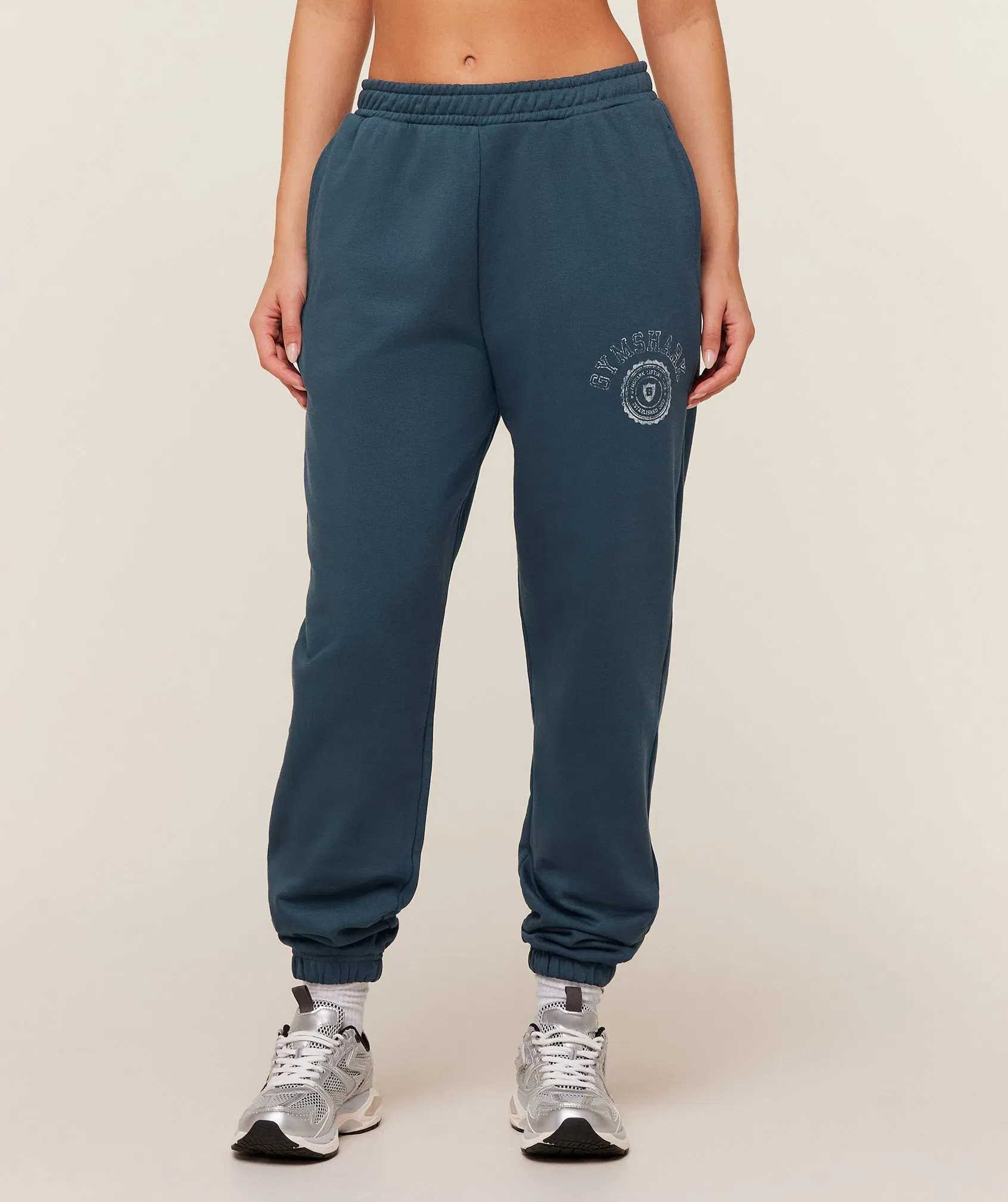Women's Gymshark Worn Crest Graphic Joggers GS Stealth Blue