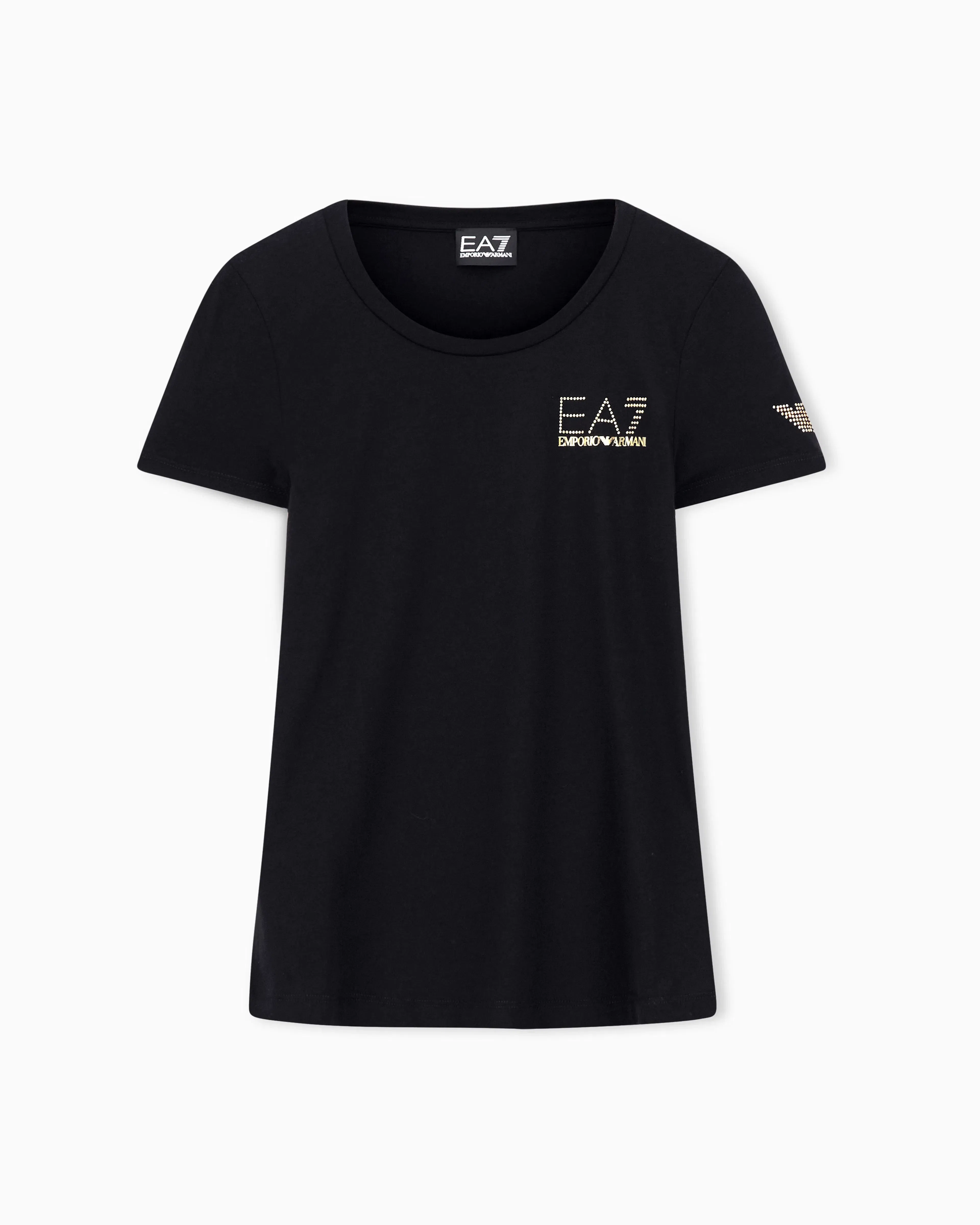 EA7 Stretch crew neck slim t-shirt with micro studs Evolution