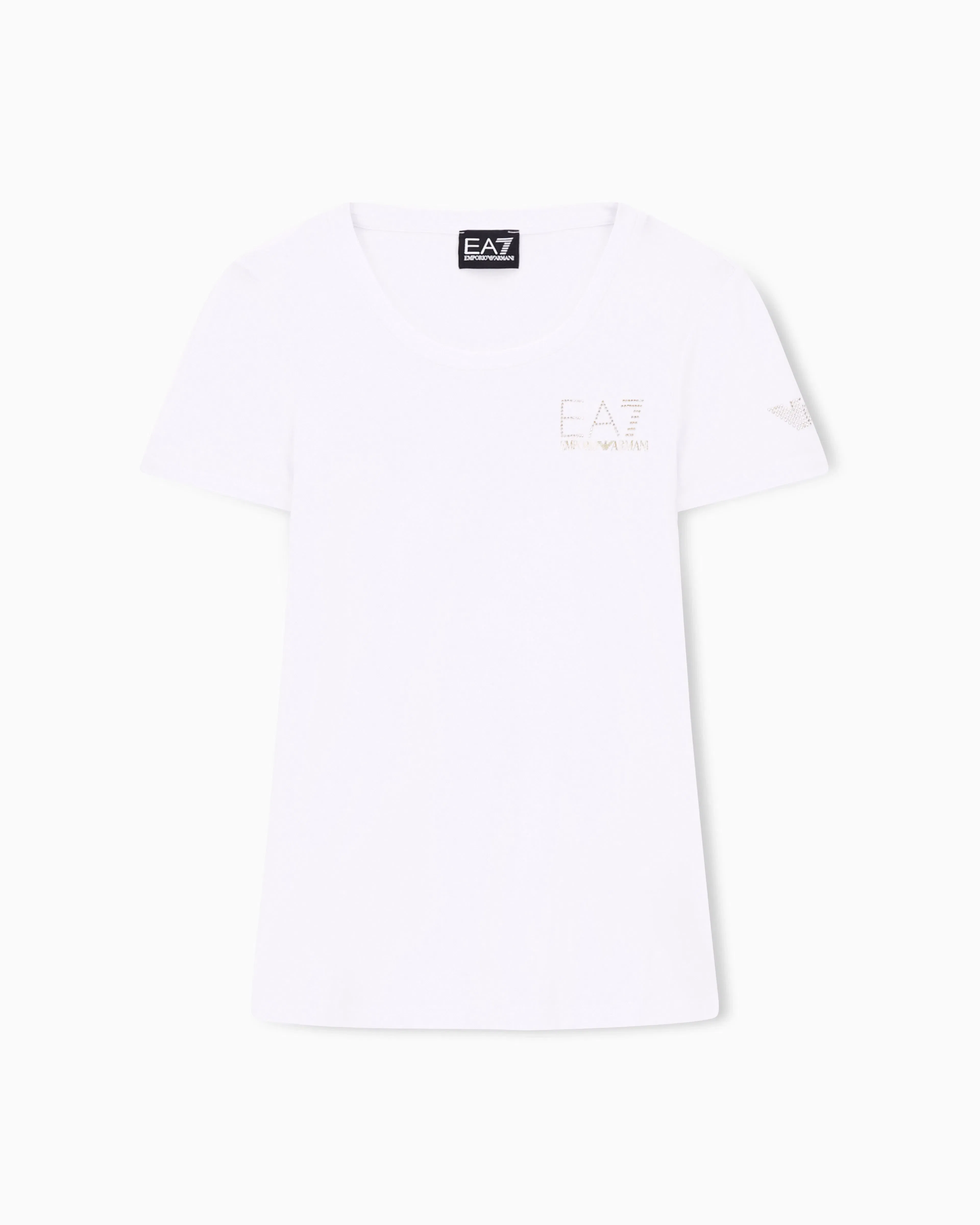 EA7 Stretch crew neck slim t-shirt with micro studs Evolution