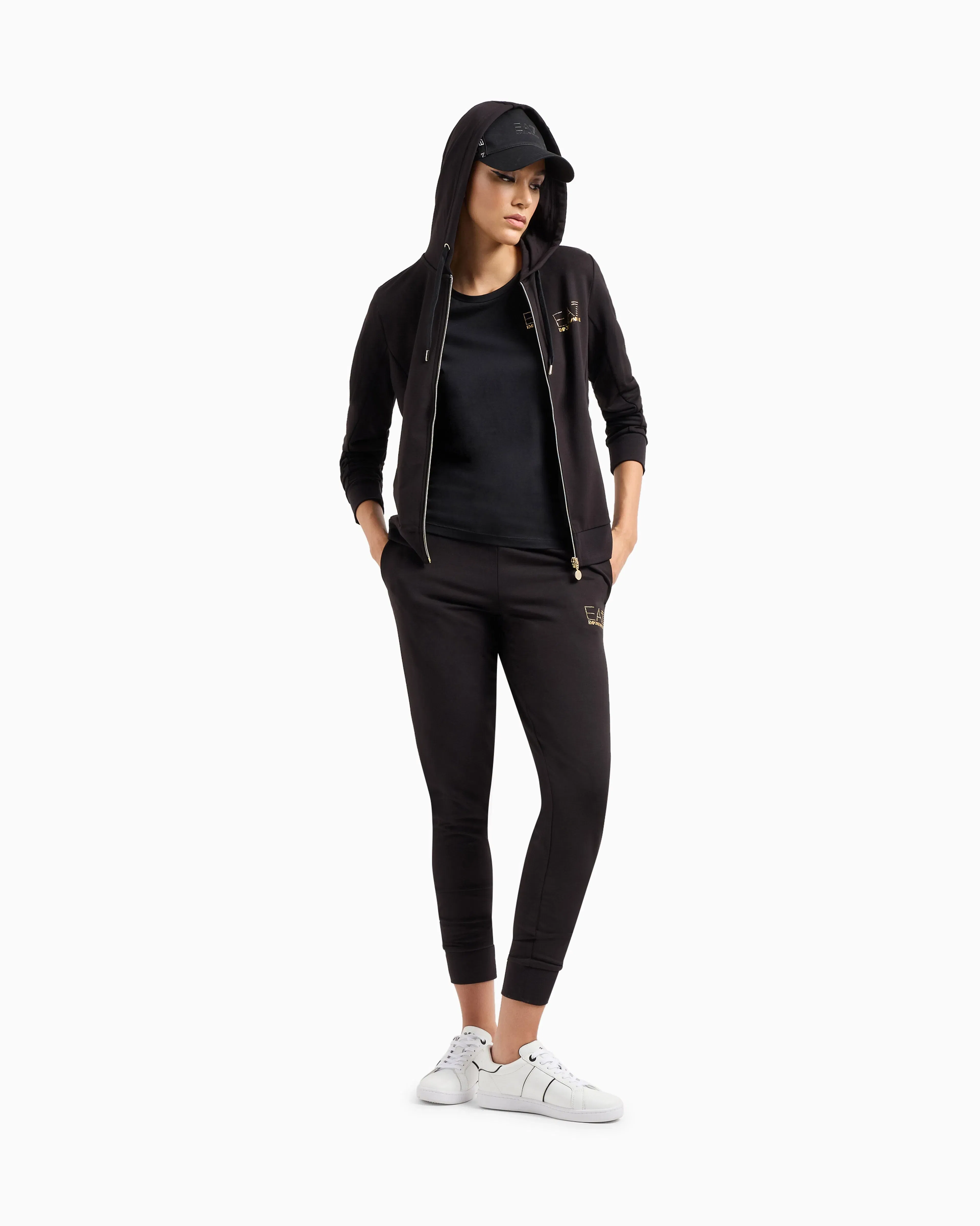 EA7 Stretch crew neck slim t-shirt with micro studs Evolution