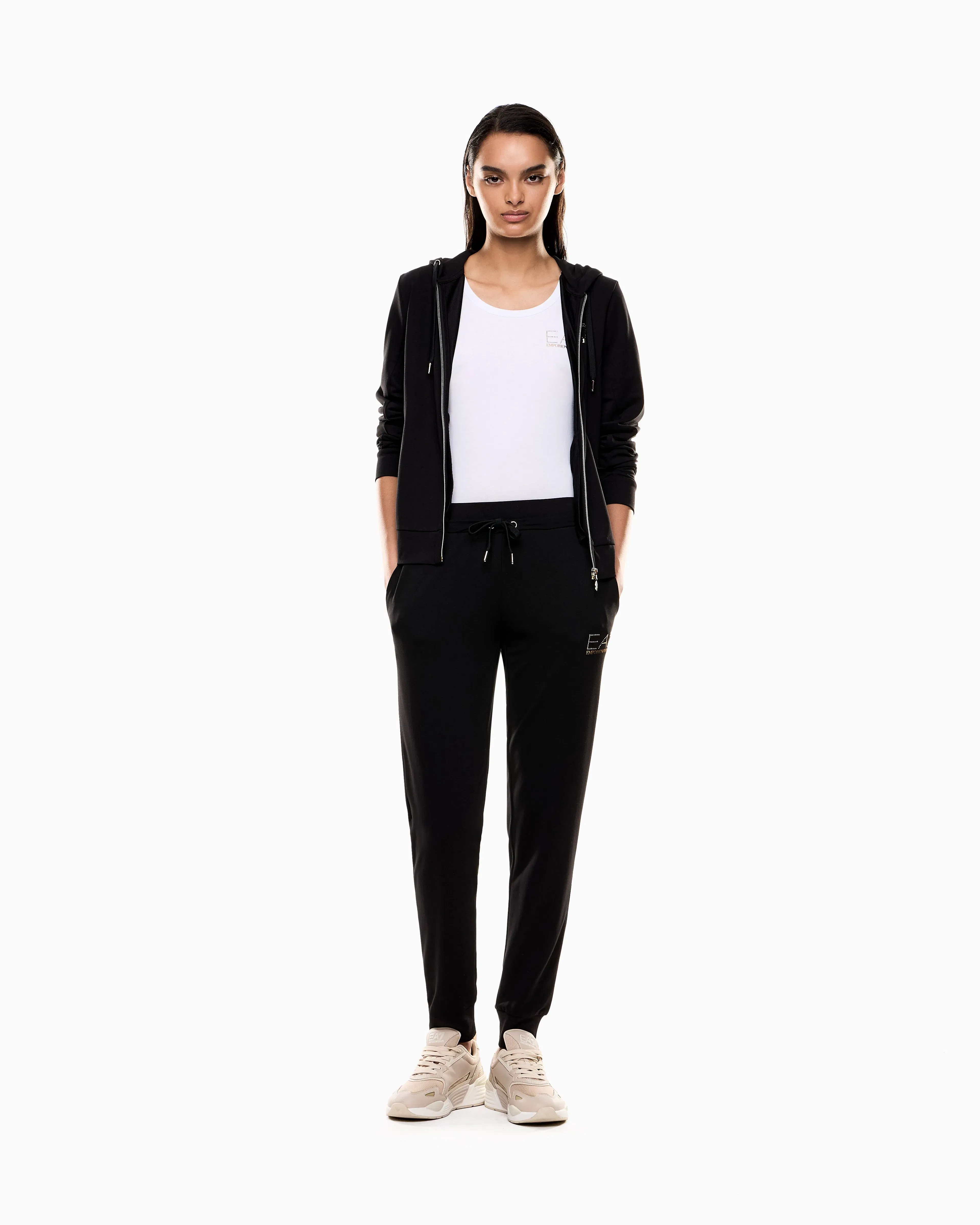 EA7 Stretch crew neck slim t-shirt with micro studs Evolution
