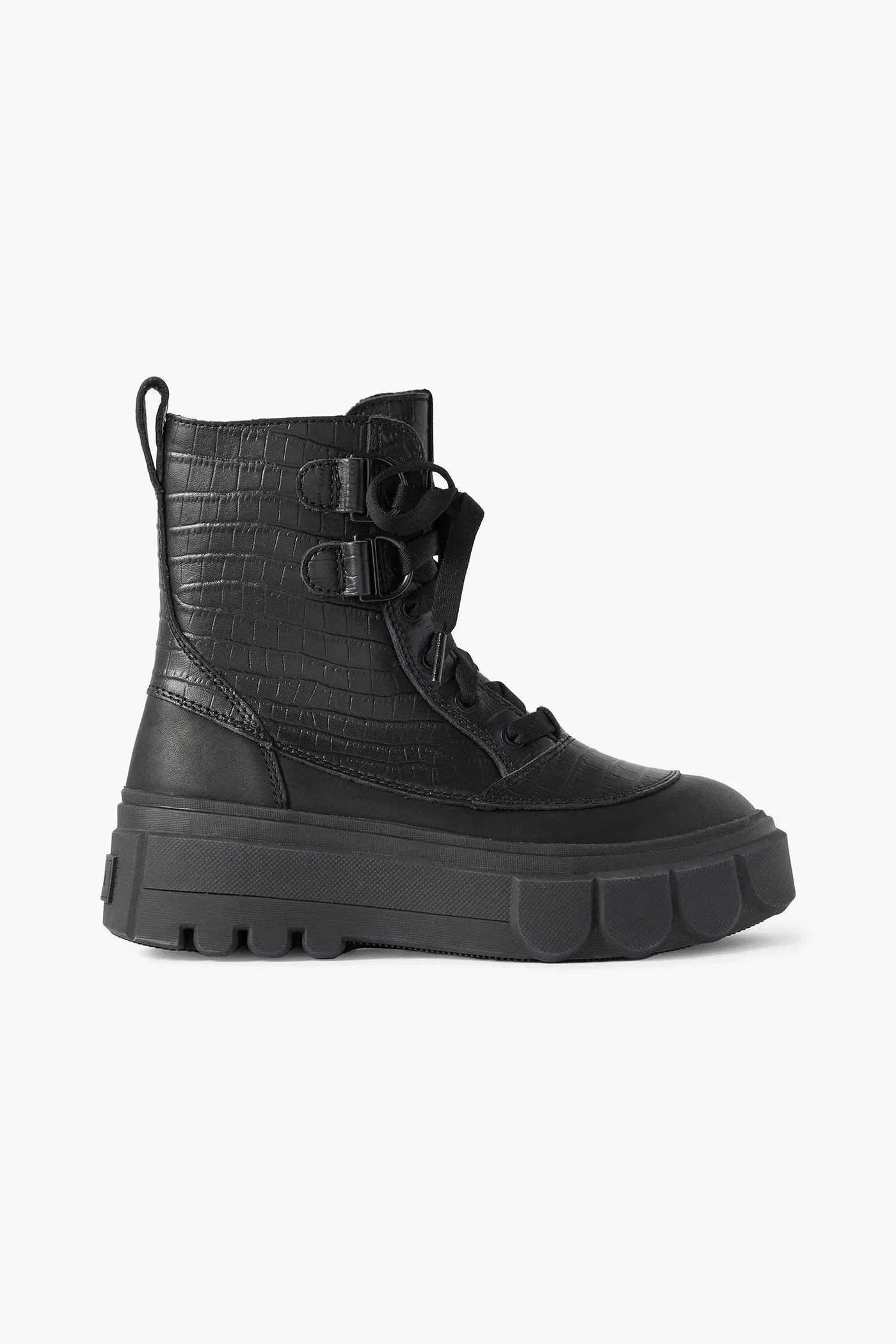 Sorel Caribou Smooth And Croc-Effect Leather Ankle Boots Black Women's