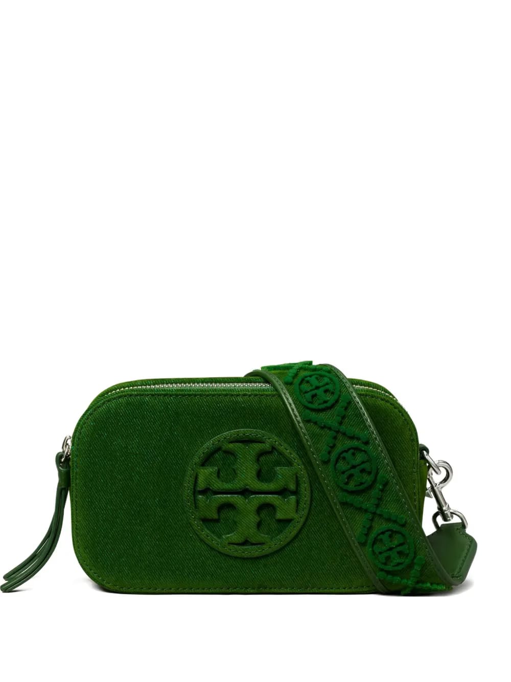flocked logo mini crossbody bag