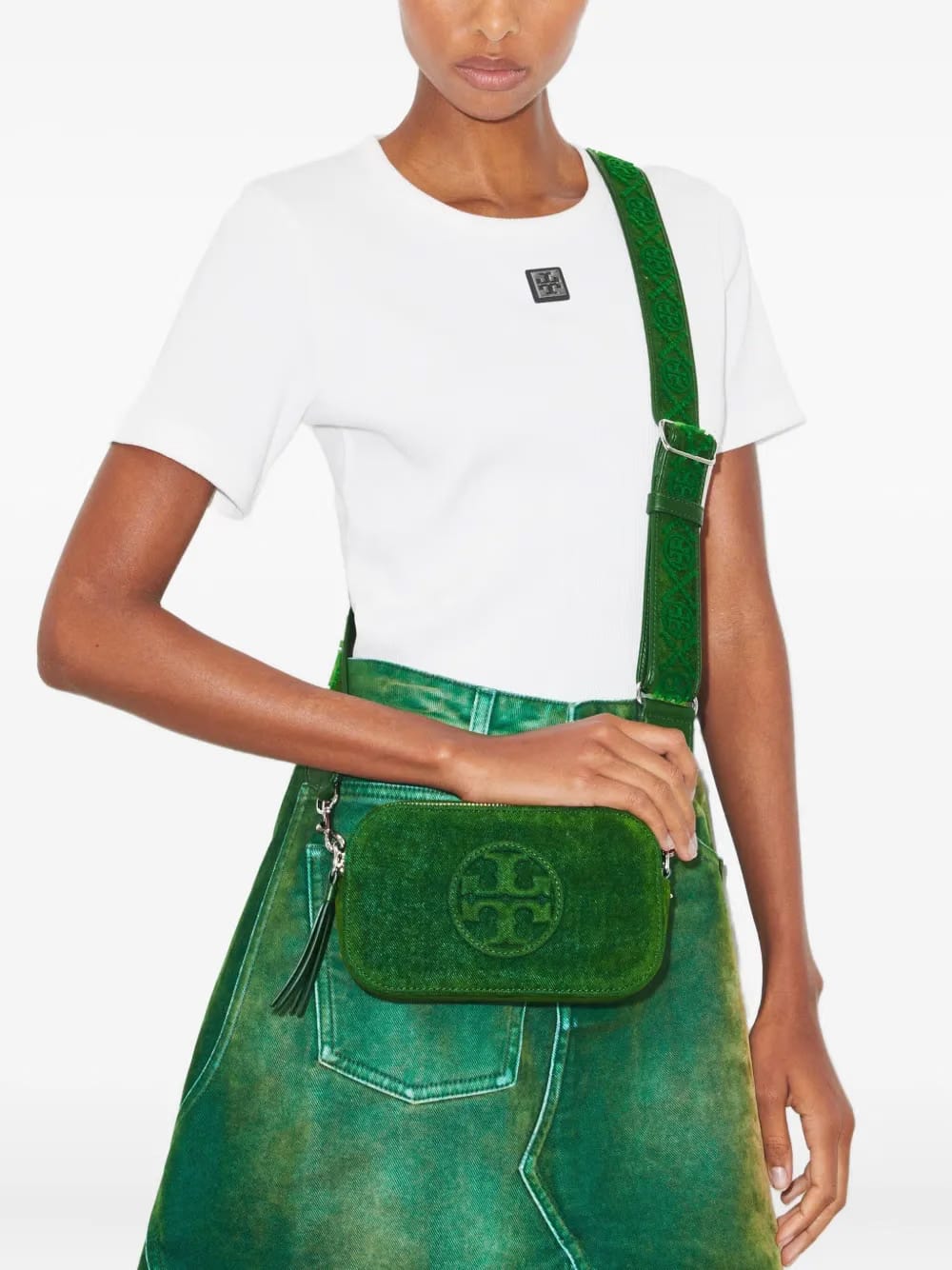 flocked logo mini crossbody bag