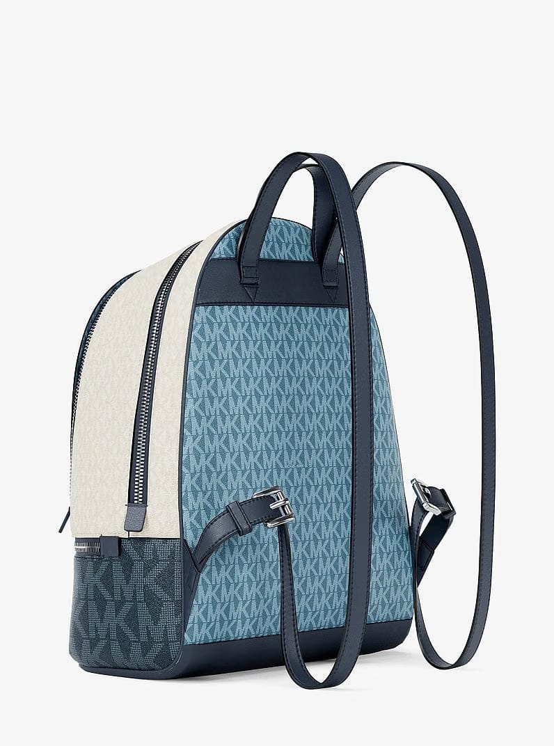 Michael Kors Rhea Medium Color-Block Signature Logo Backpack Denim Multi