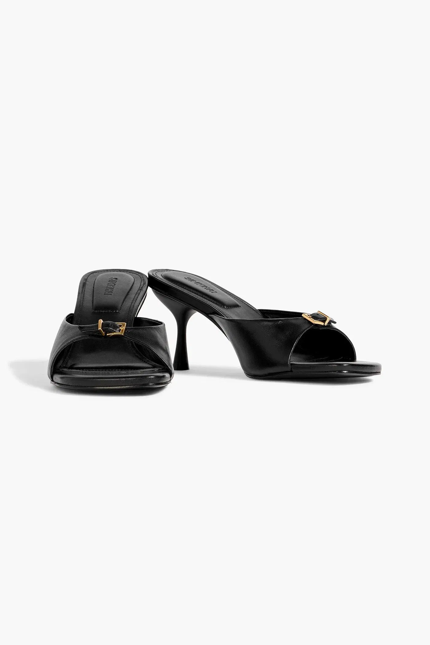 Simkhai Carey Buckled Leather Mules Black Women's