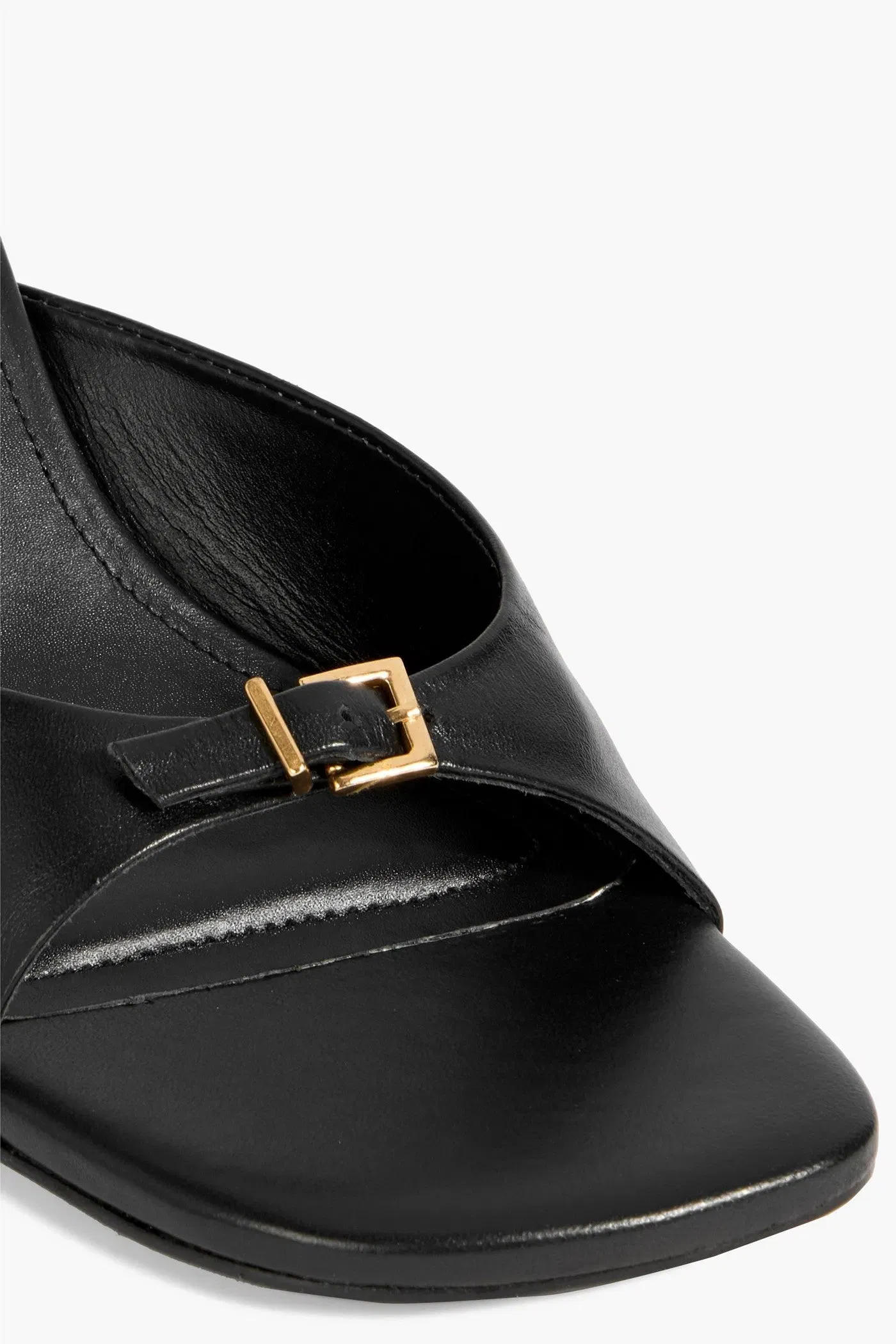 Simkhai Carey Buckled Leather Mules Black Women's
