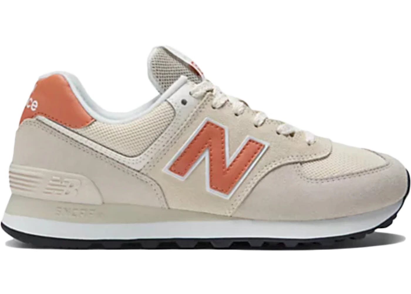 New Balance 574 Calm Taupe Orange Womens