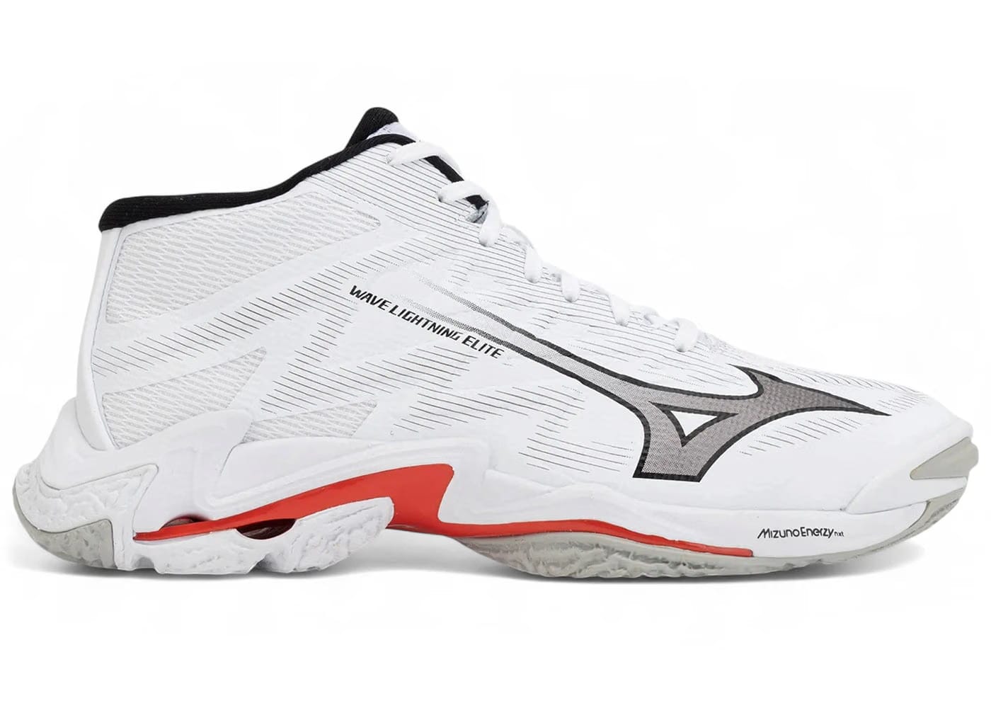 Mizuno Wave Lightning Elite Mid White Black Fiery Red
