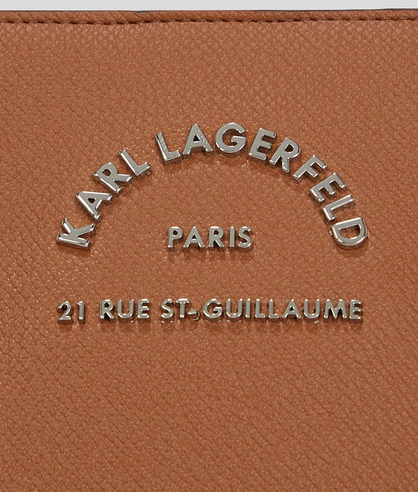 KarlLagerfeld Rue St-Guillaume Metal Satchel Bag Dark Tan
