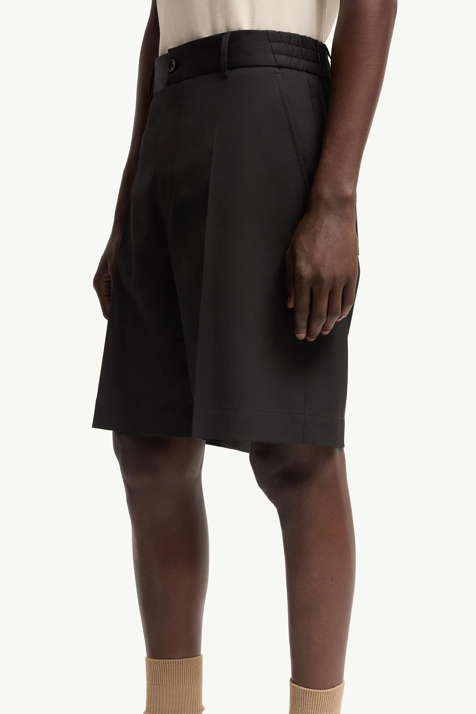 Moncler Wool Blend Gabardine Bermuda Shorts Black Black