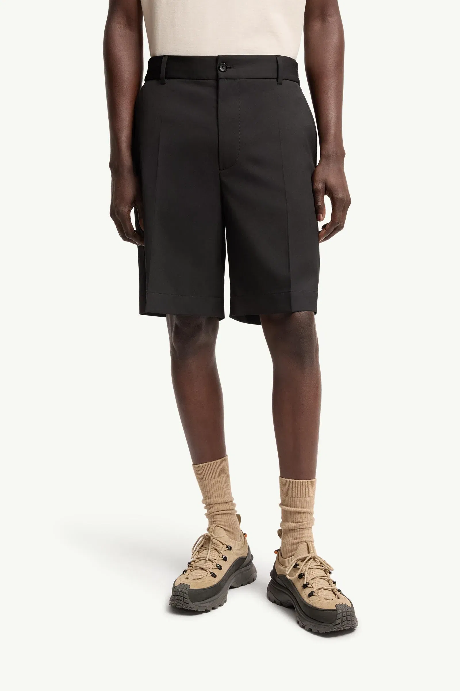 Moncler Wool Blend Gabardine Bermuda Shorts Black Black