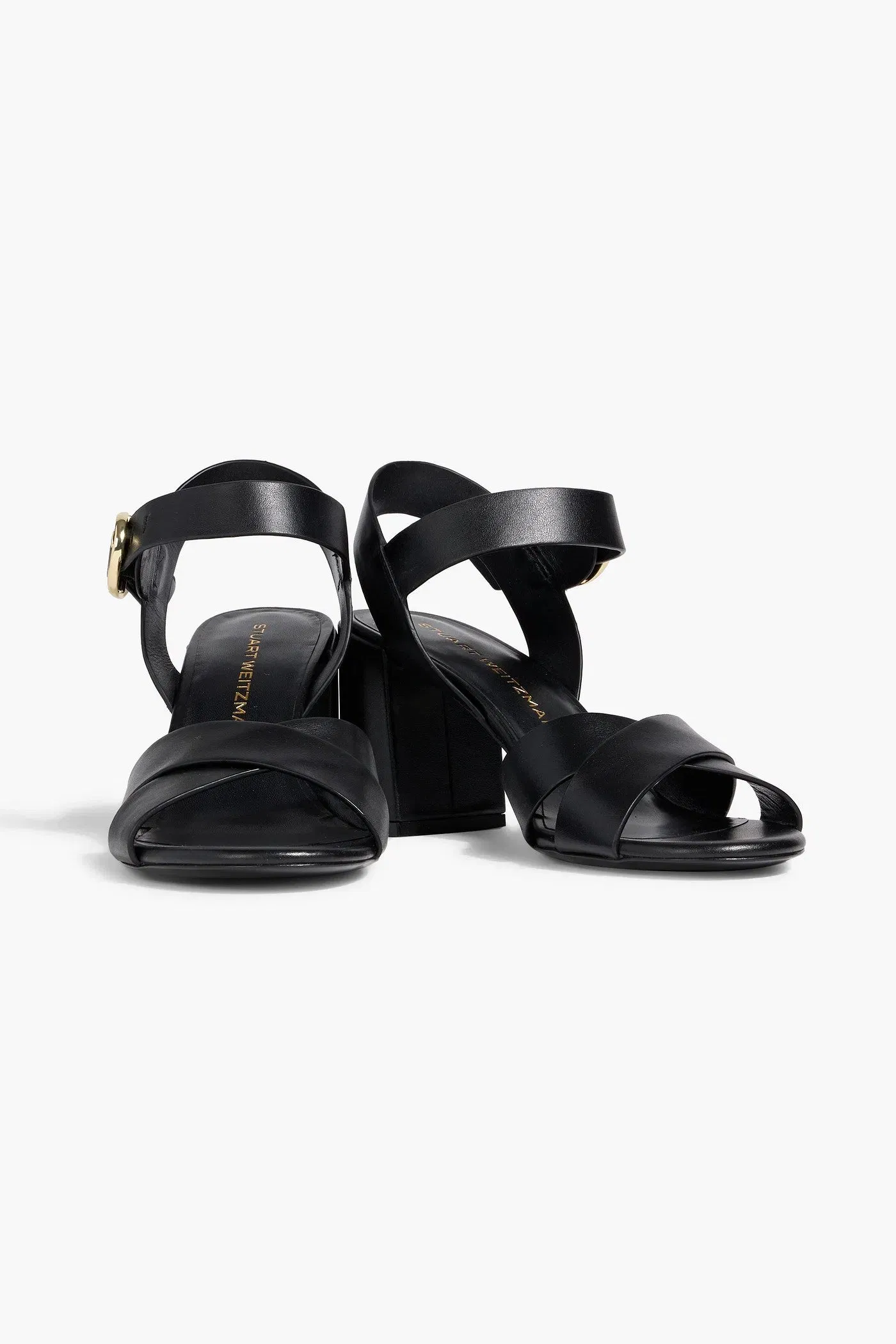 Stuart Weitzman Benni 75 Leather Sandals Black Women's