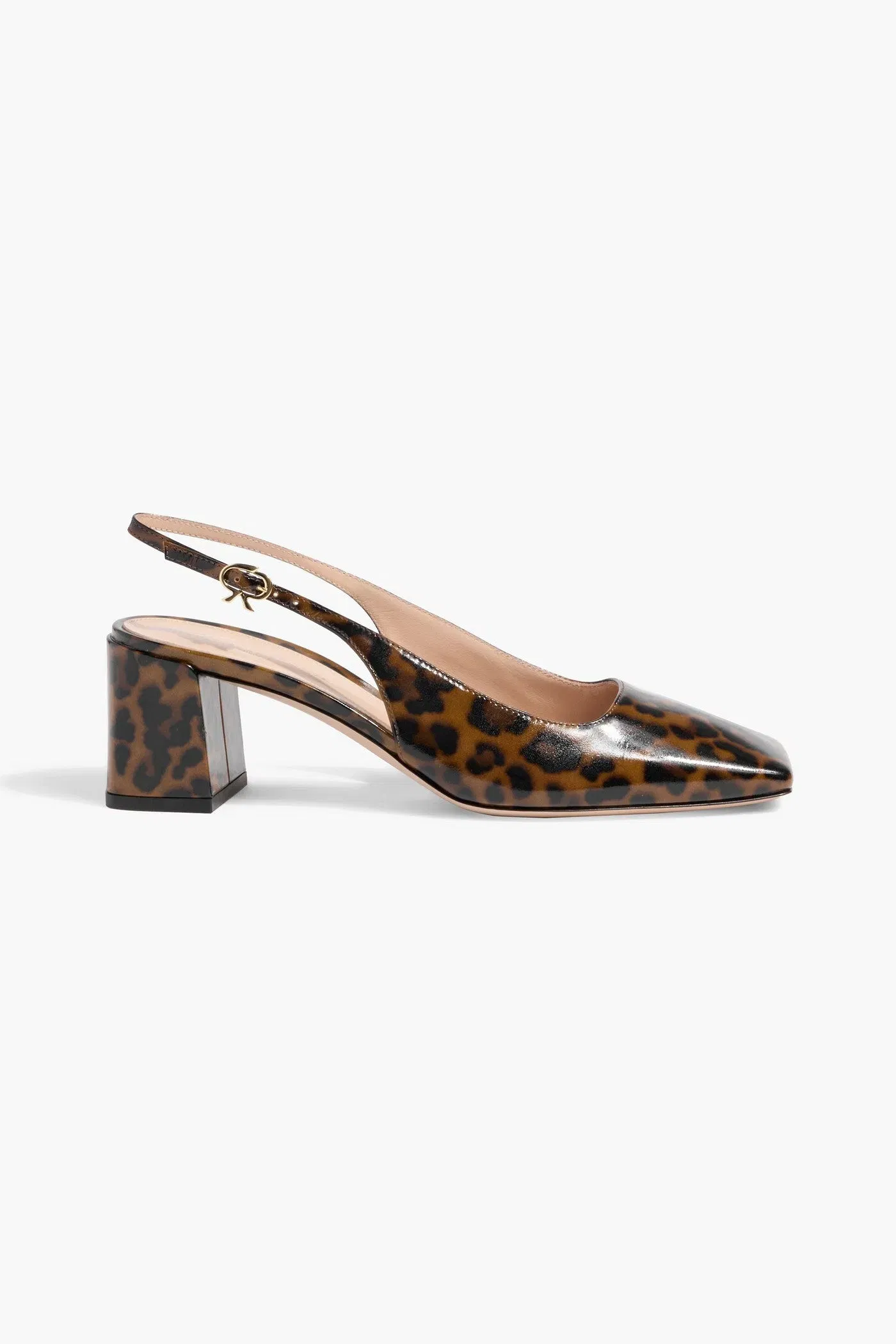 Gianvito Rossi Freeda 55 Leopard-Print Glossed-Leather Slingback Pumps Animal Print Women's