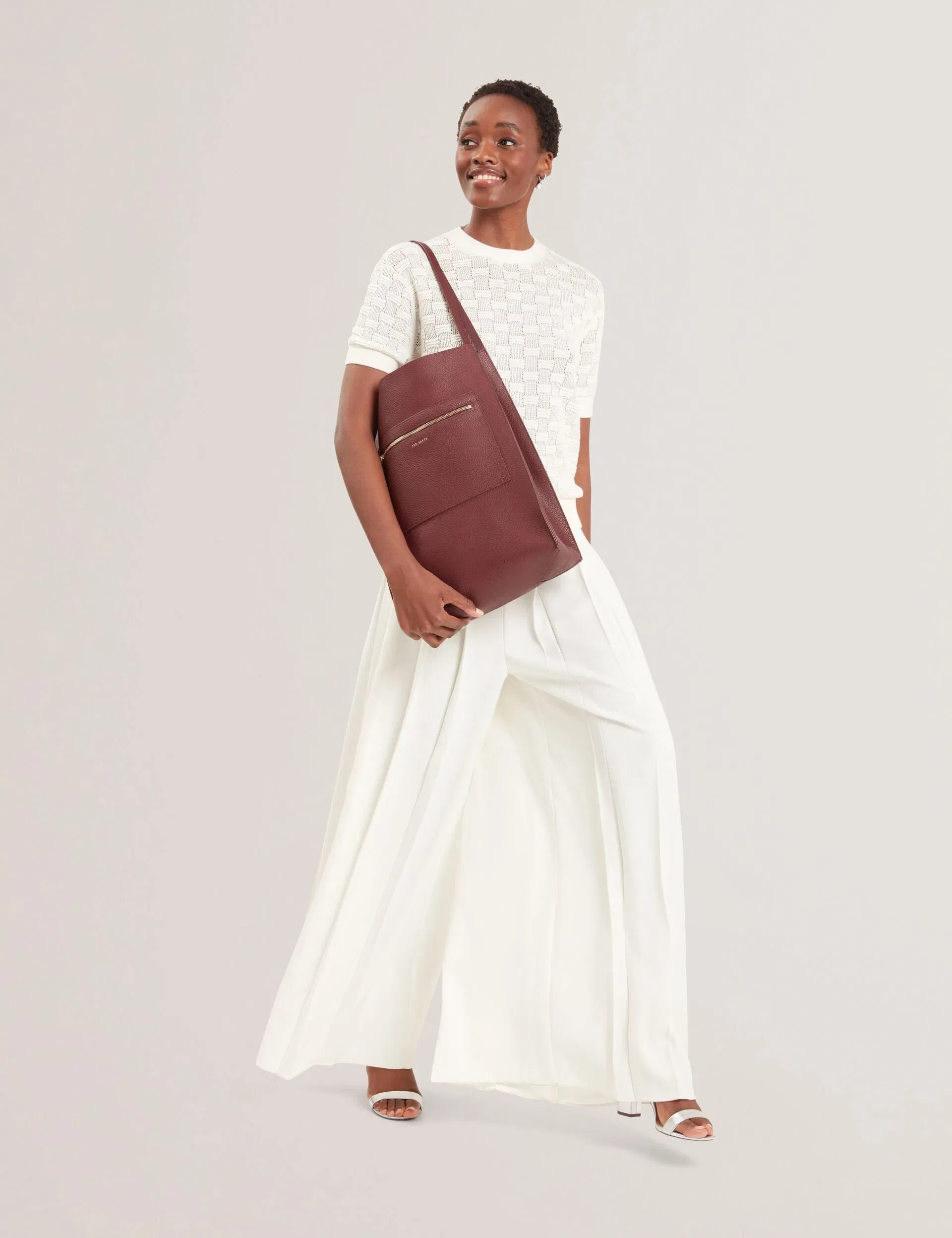 Ted Baker Tammila Tall Soft Leather Structured Tote Bag In Oxblood Women's