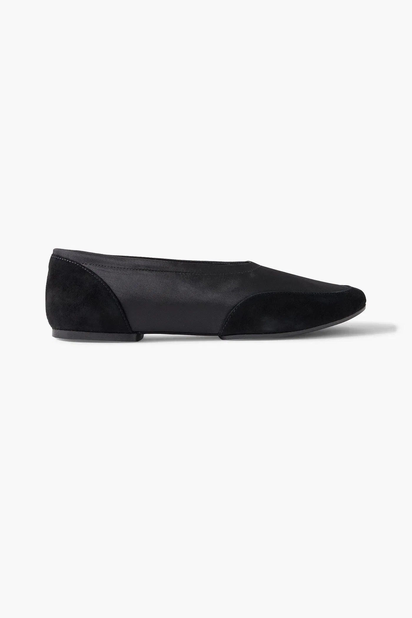 Staud Alba Sport Suede-Trimmed Shell Ballet Flats Black Women's