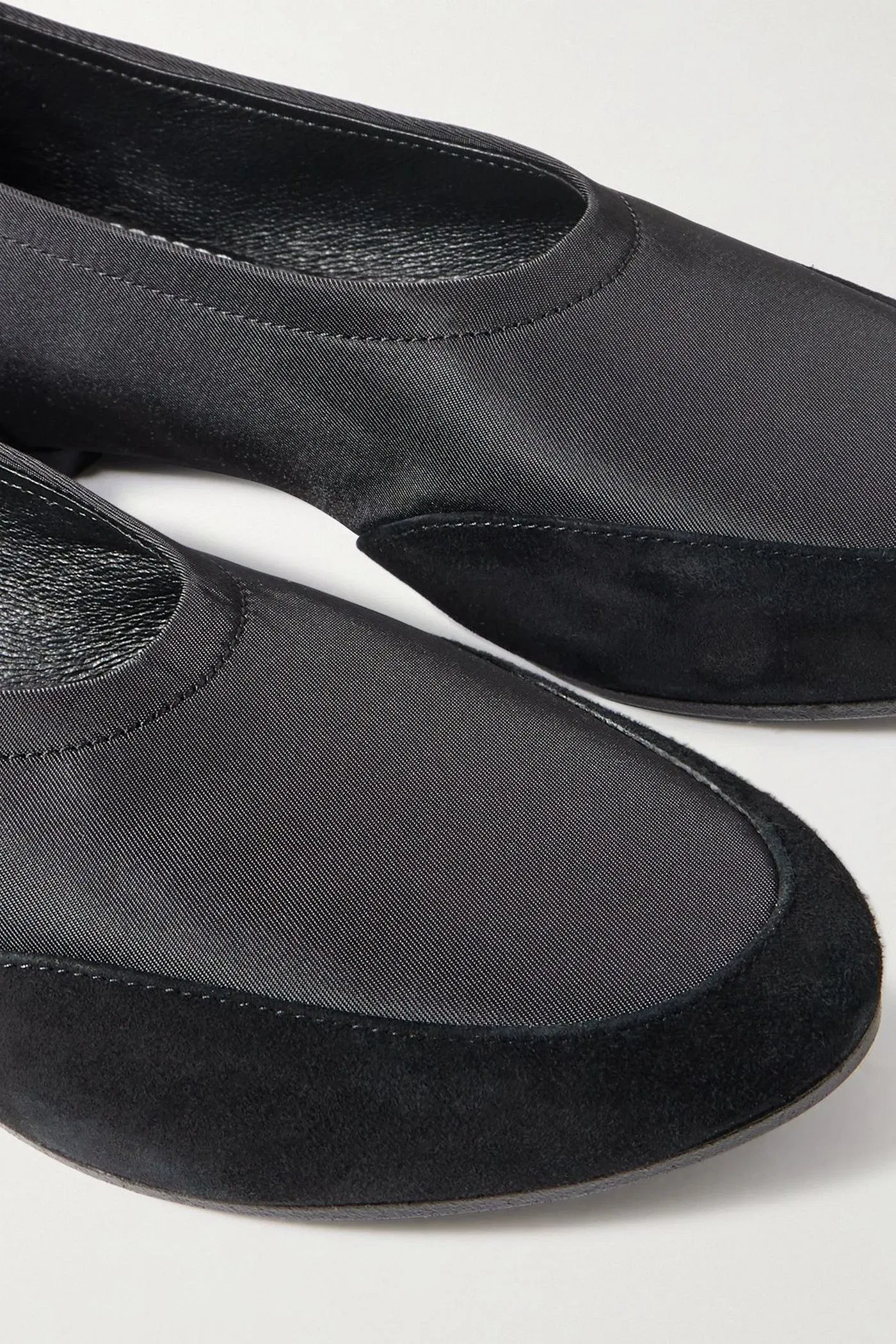 Staud Alba Sport Suede-Trimmed Shell Ballet Flats Black Women's