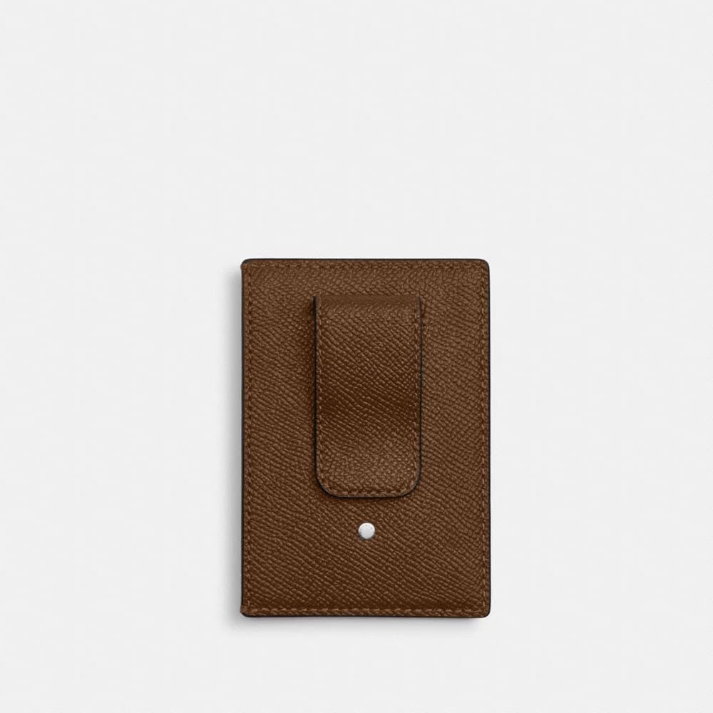 Coach Card Case With Money Clip Silver Chestnut