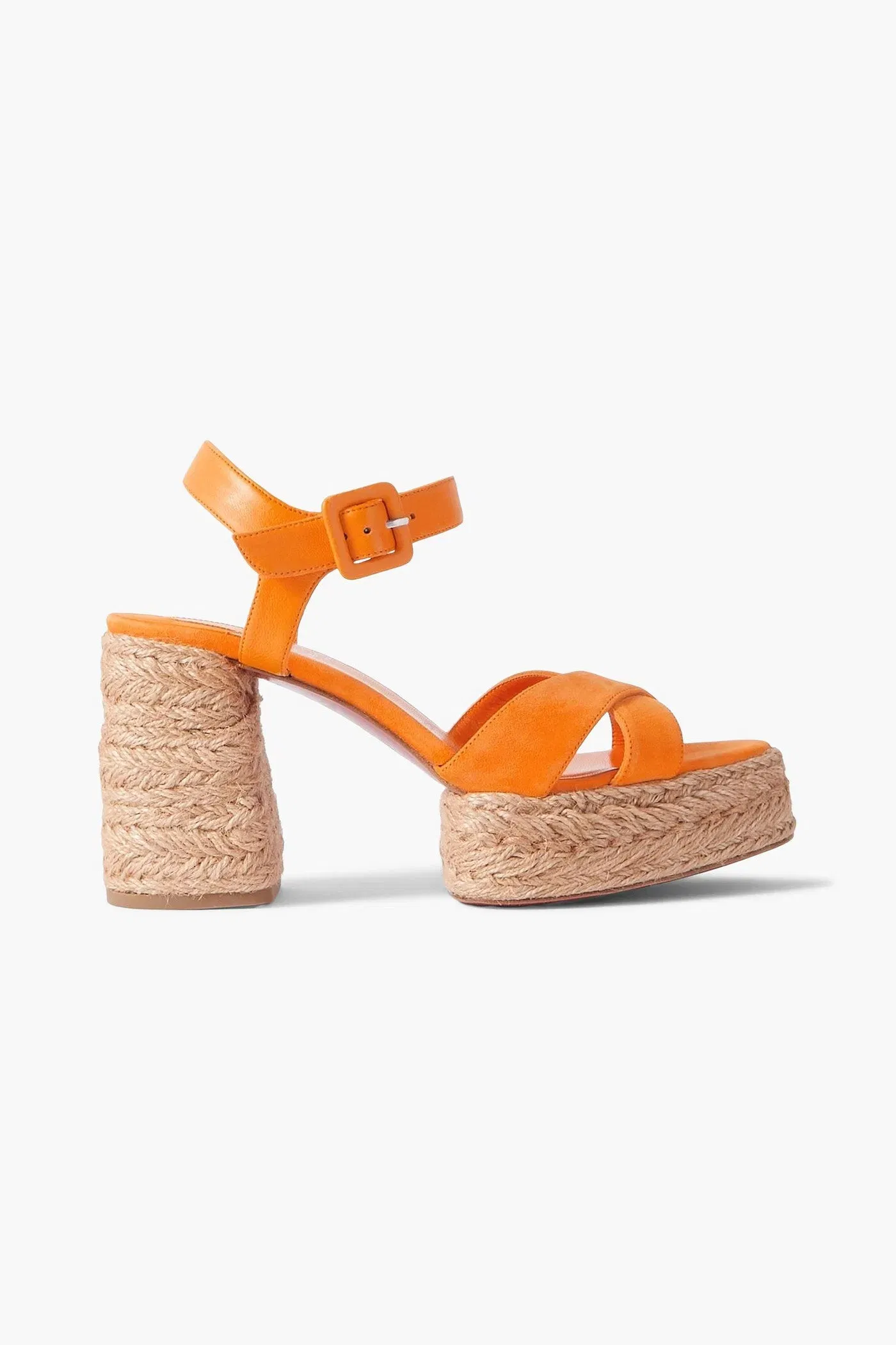 Christian Louboutin Calakala 70 Suede Espadrille Platform Sandals Orange Women's