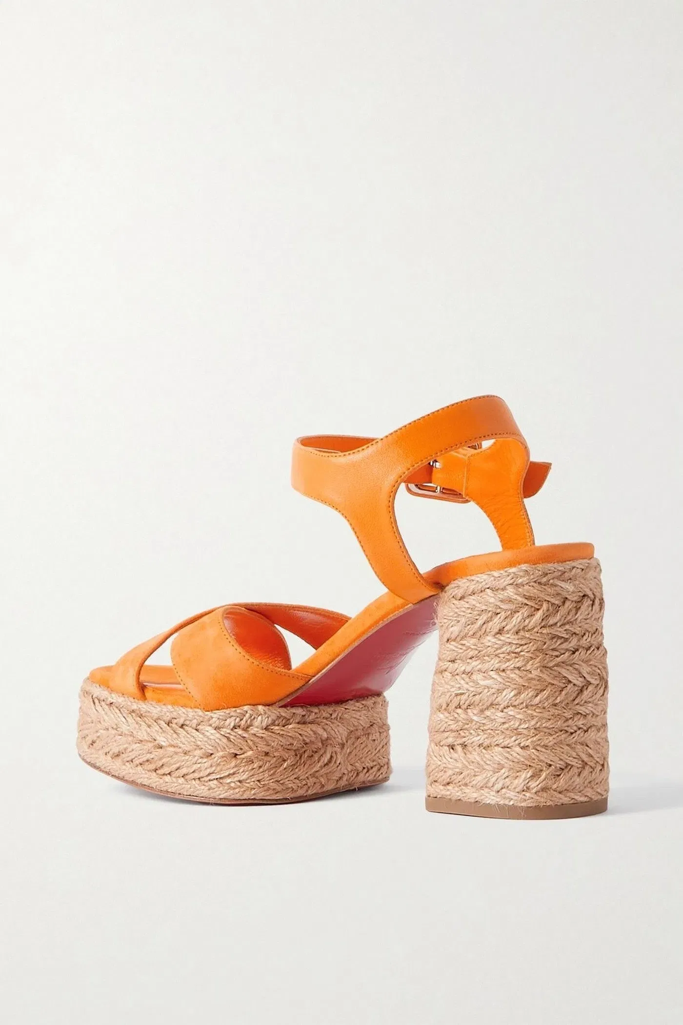 Christian Louboutin Calakala 70 Suede Espadrille Platform Sandals Orange Women's