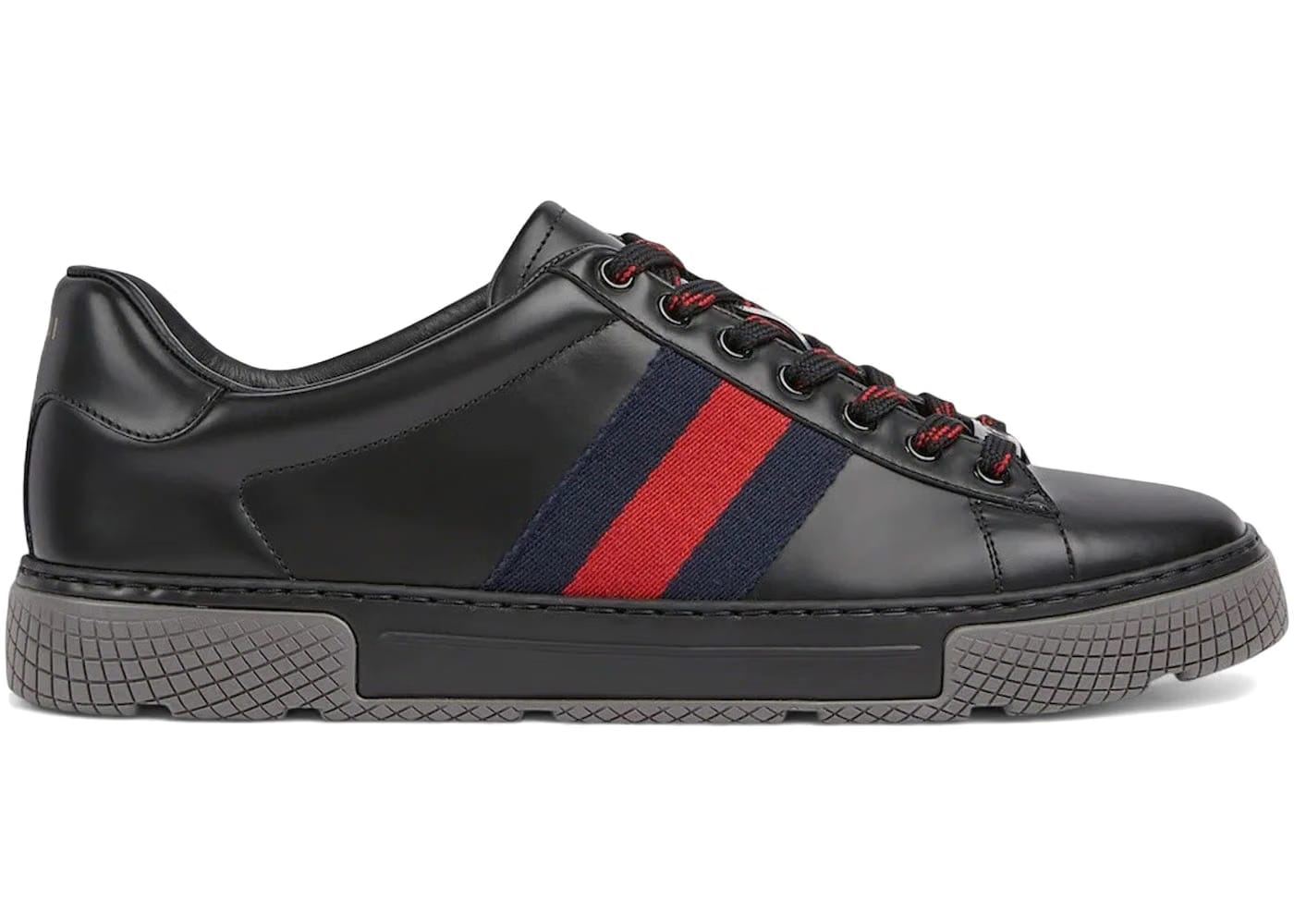 Gucci Ace Web Black Smooth Leather