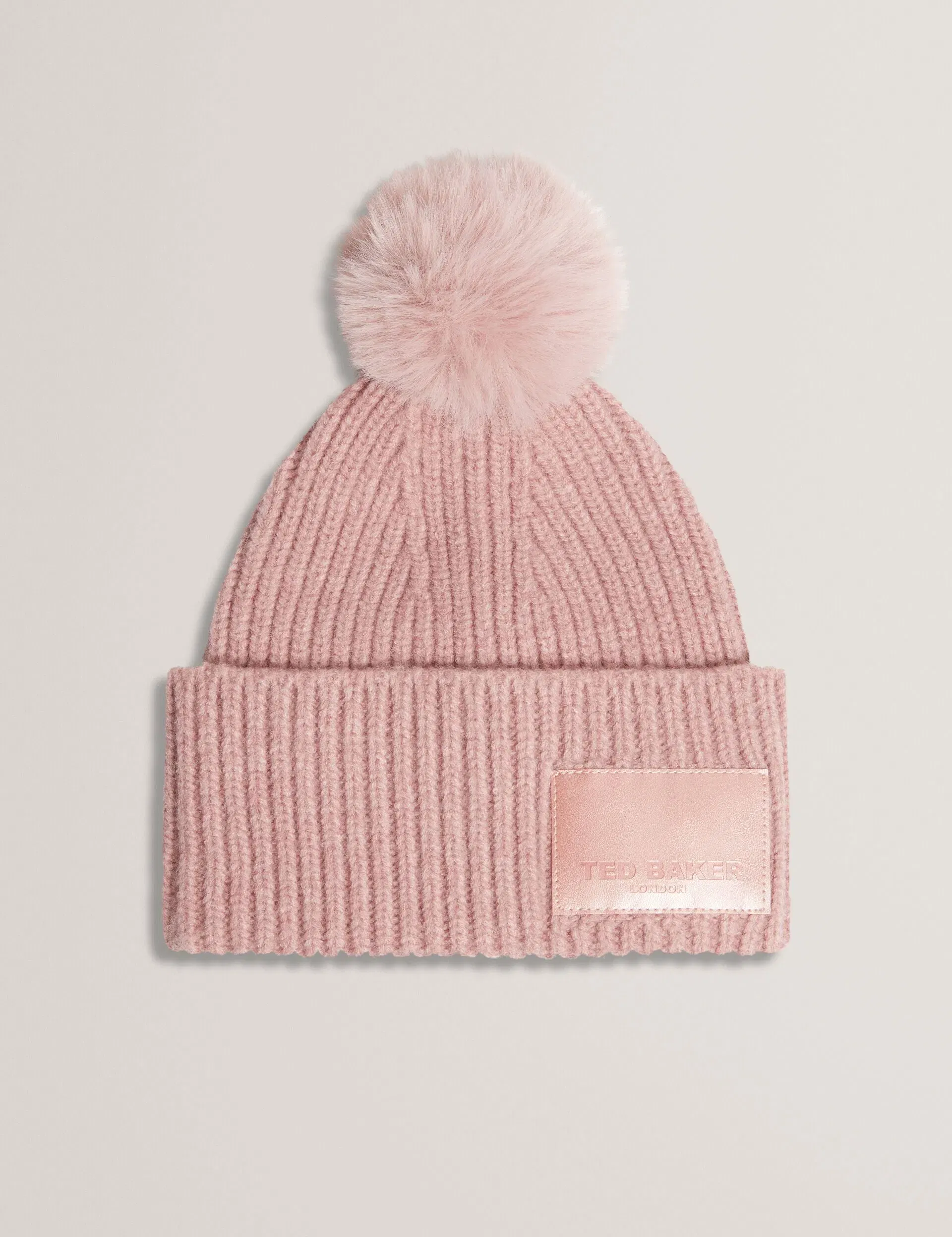 Ted Baker Sershii Rib Knit Branded Bobble Hat Women's