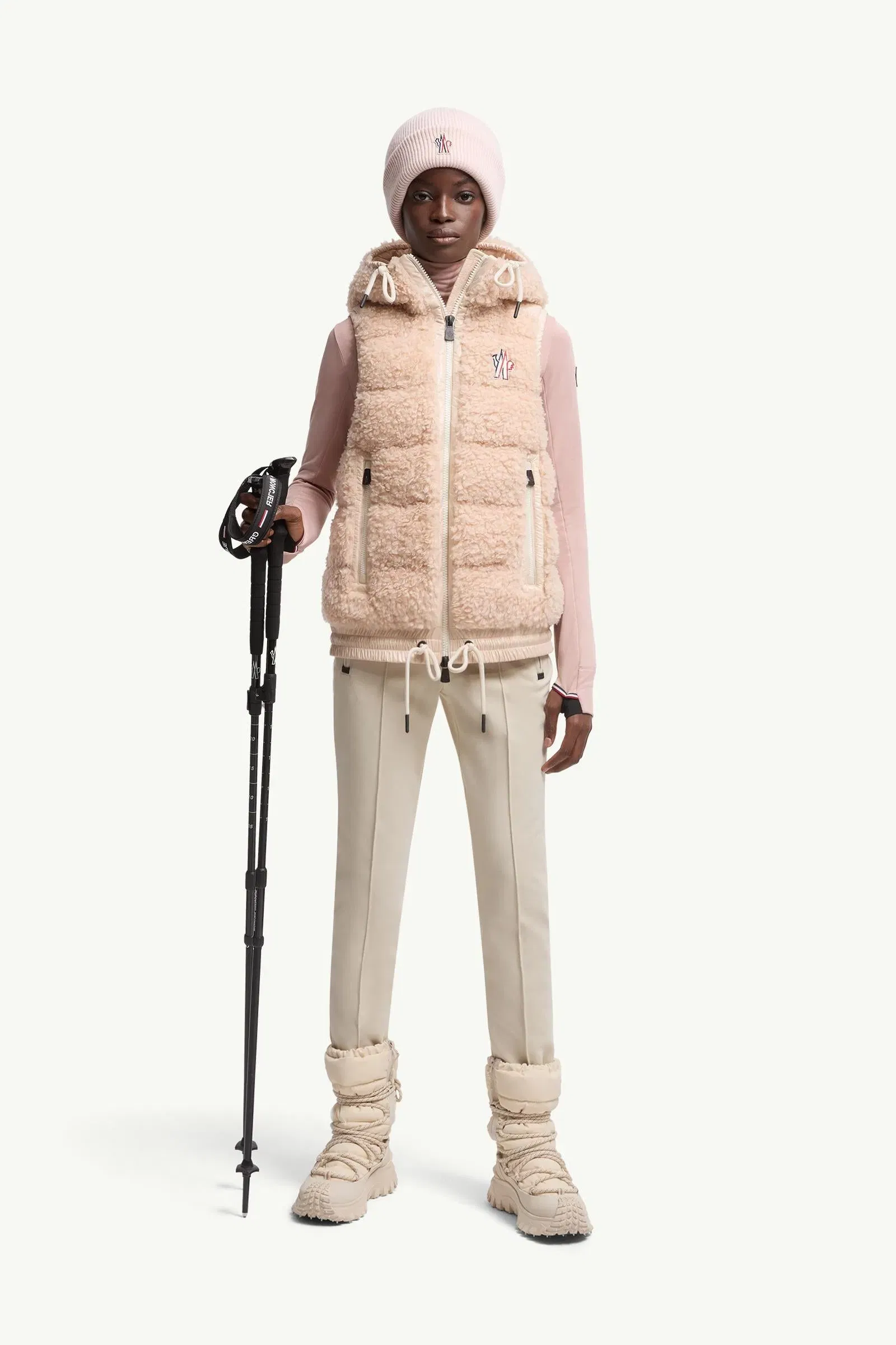 Moncler Teddy Hooded Insulated Vest Pink Pink