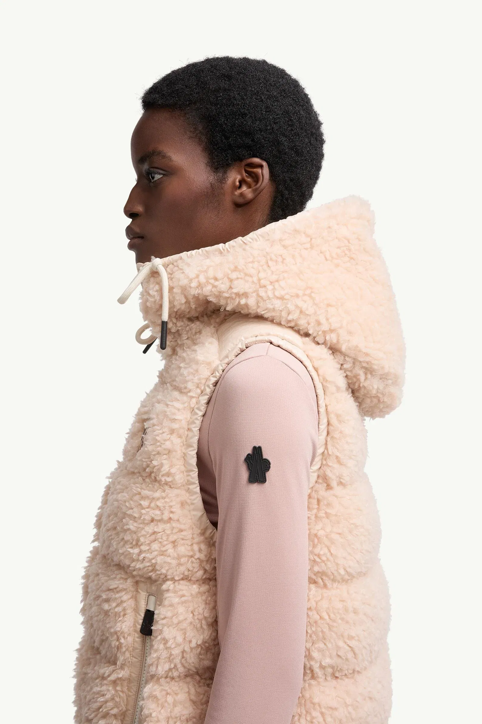 Moncler Teddy Hooded Insulated Vest Pink Pink