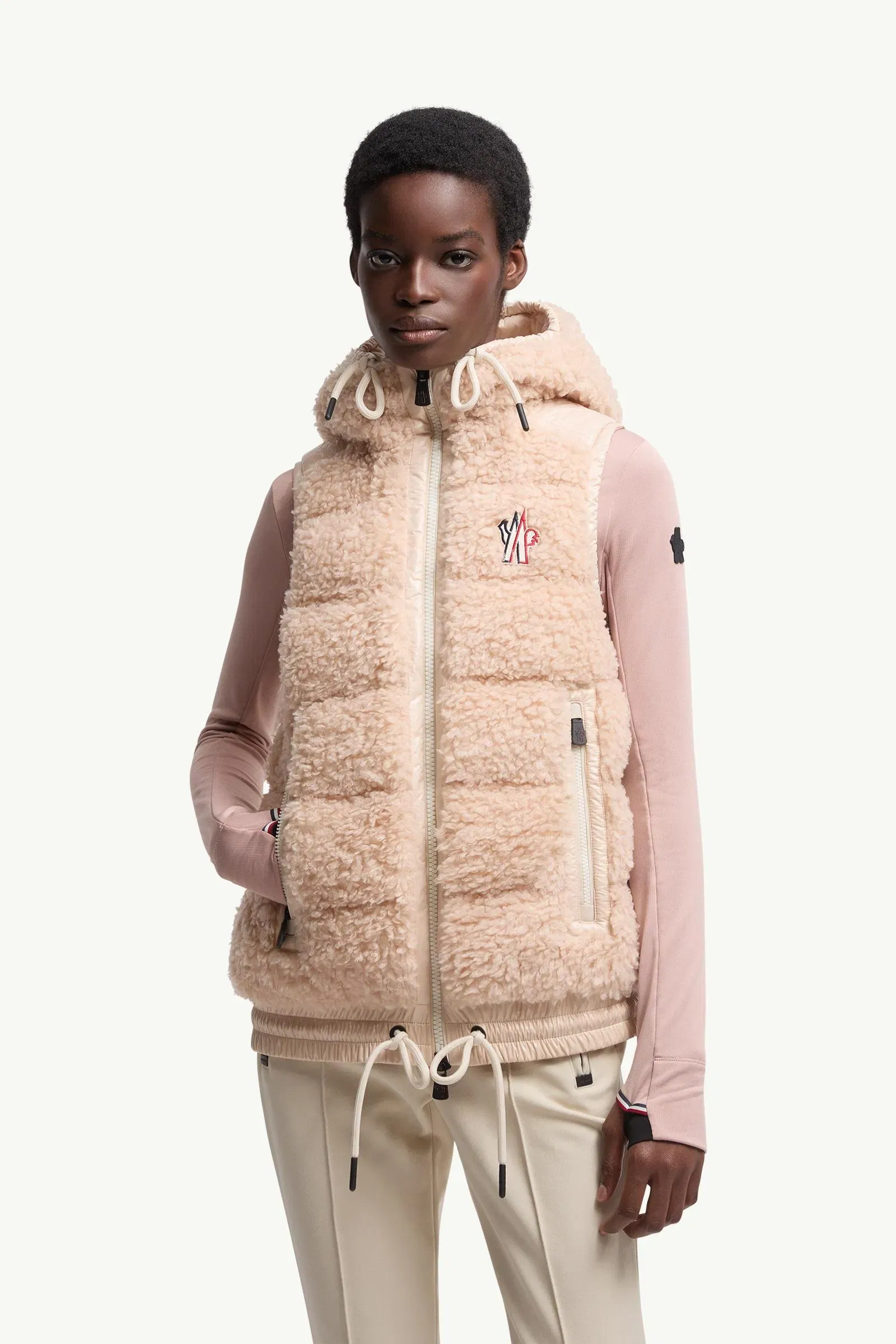 Moncler Teddy Hooded Insulated Vest Pink Pink