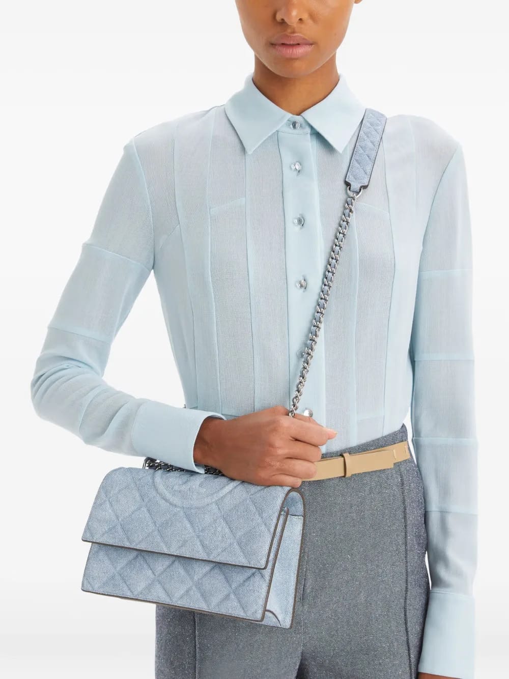 small Fleming denim convertible shoulder bag
