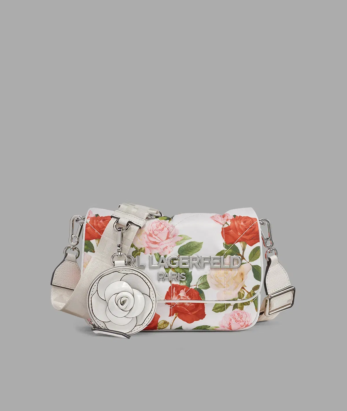 KarlLagerfeld Voyage crossbody with flowers floral white
