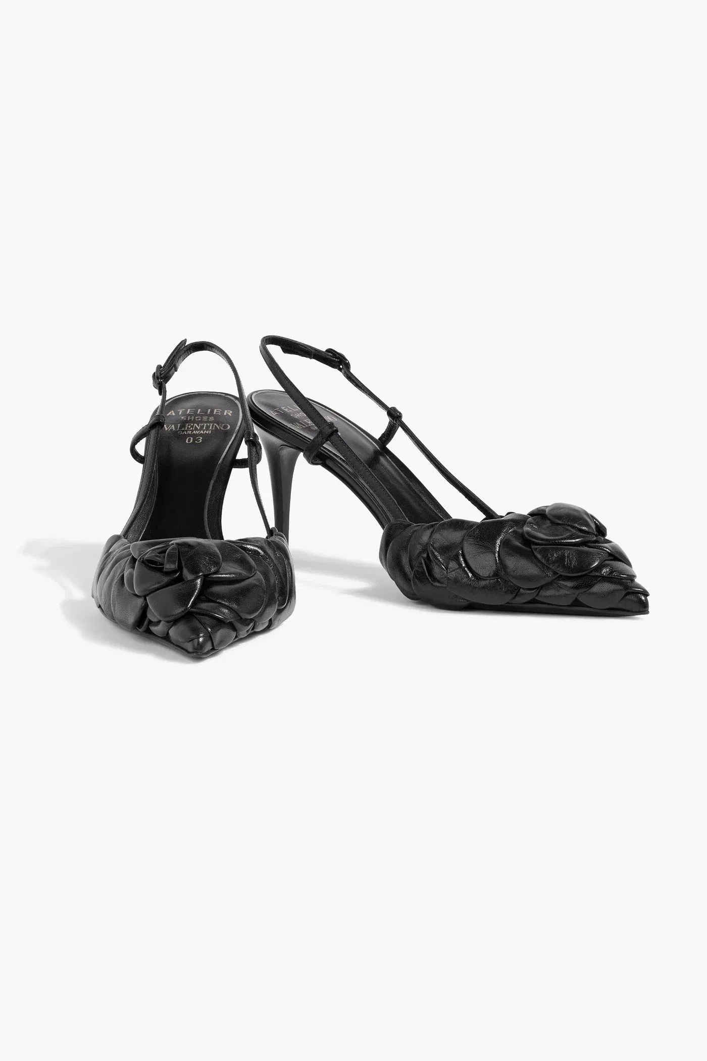 Valentino Garavani 03 Rose Edition Atelier Leather Slingback Pumps Black Women's