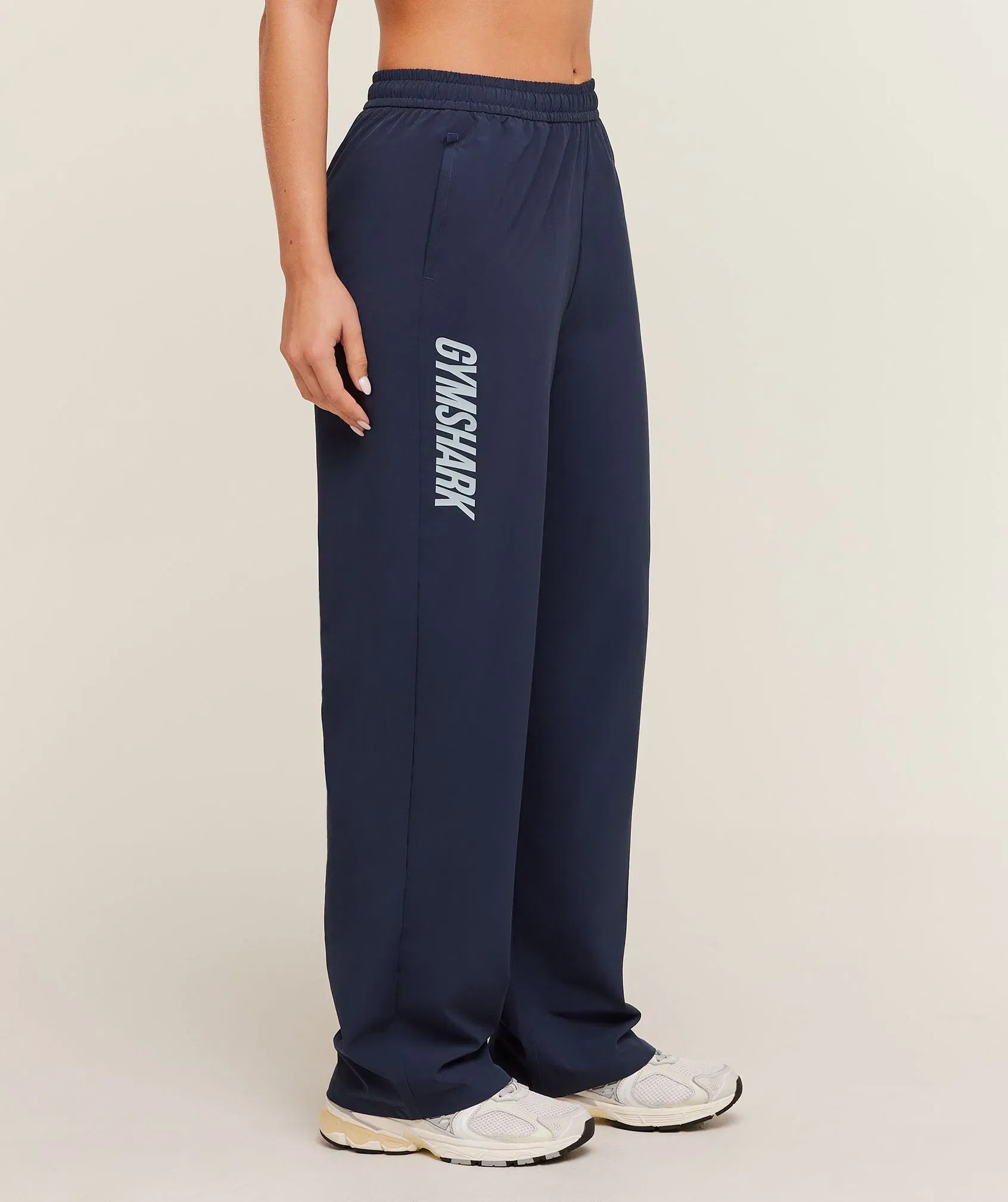Women's Gymshark Woven Track Straight Leg Pants Heavy Blue