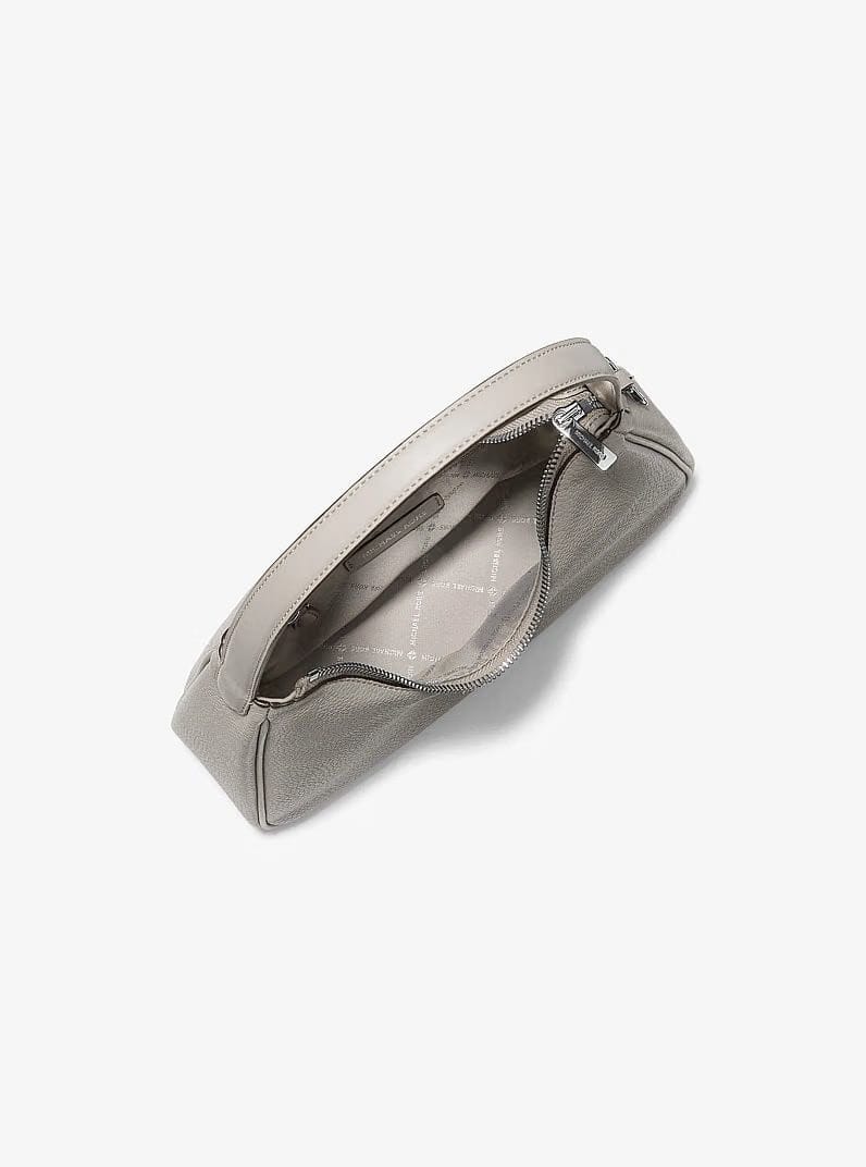 Michael Kors Nayla Small Pebbled Leather Hobo Shoulder Bag Pearl Grey