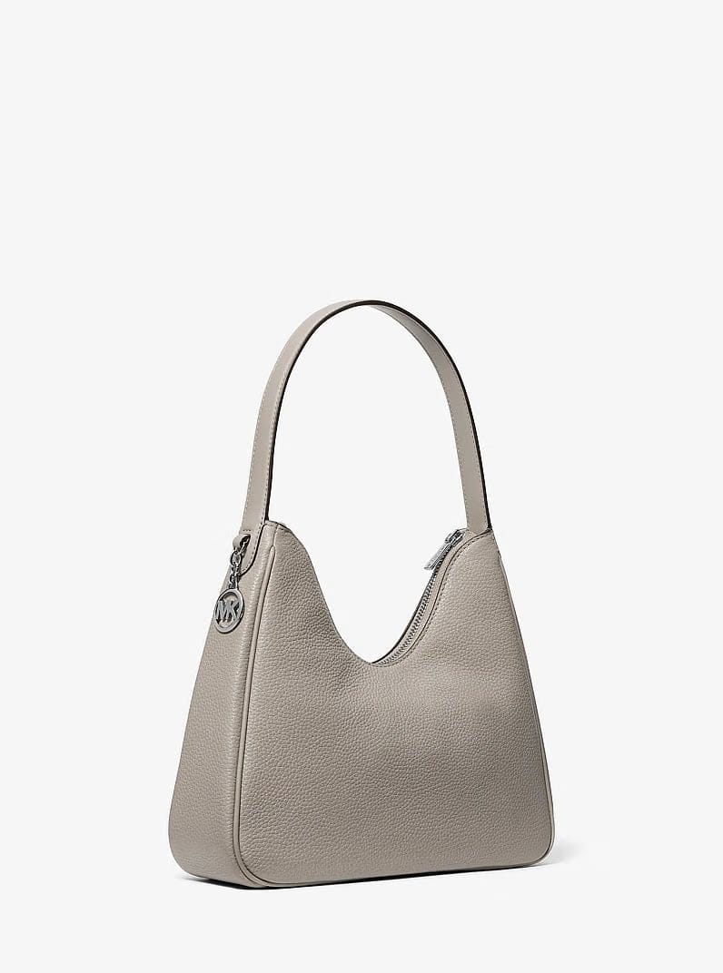 Michael Kors Nayla Small Pebbled Leather Hobo Shoulder Bag Pearl Grey